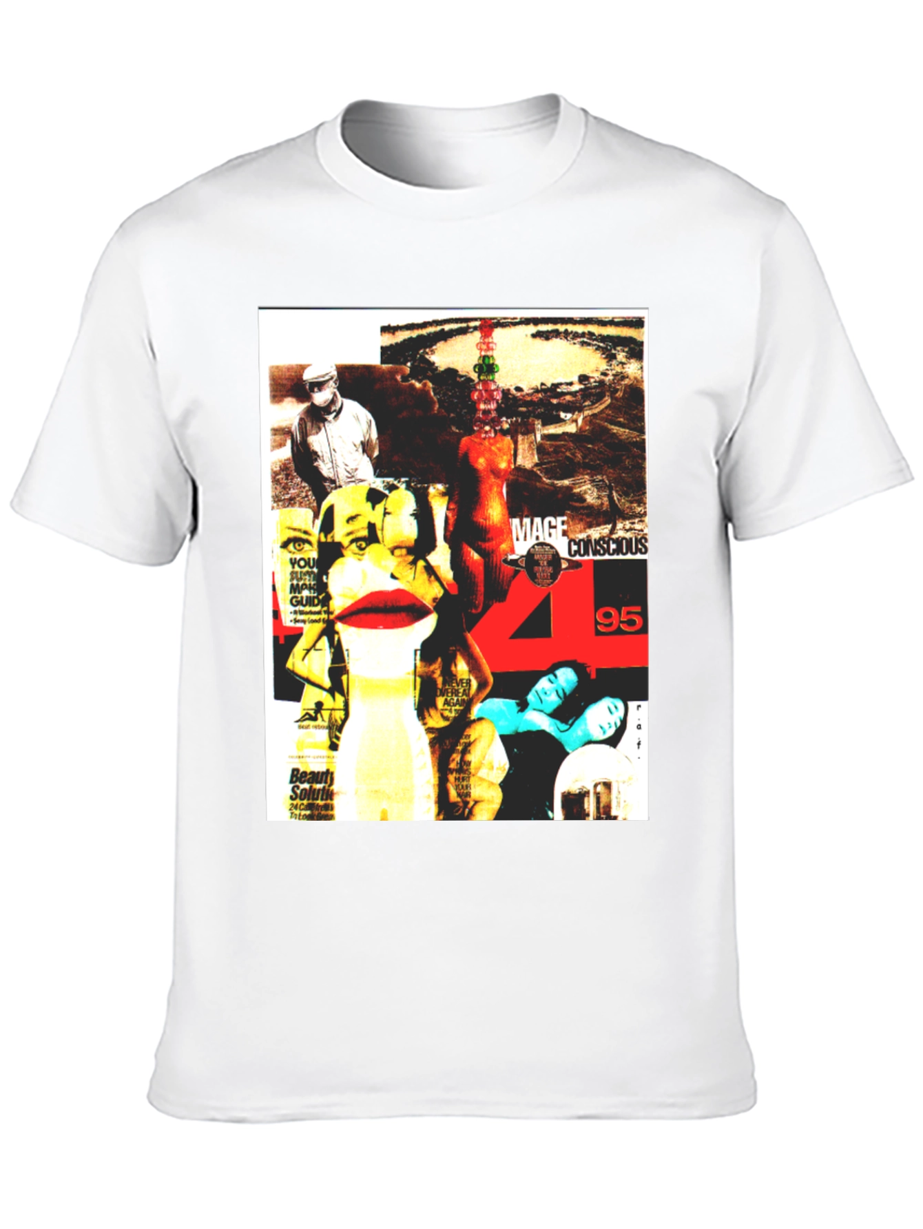 Graphic Print T-Shirt - Edgy Collage Design