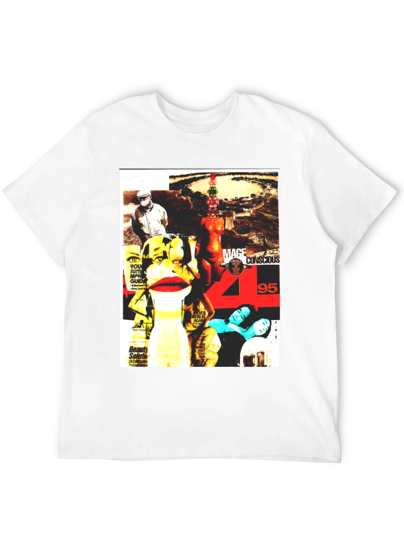 Graphic Print T-Shirt - Edgy Collage Design