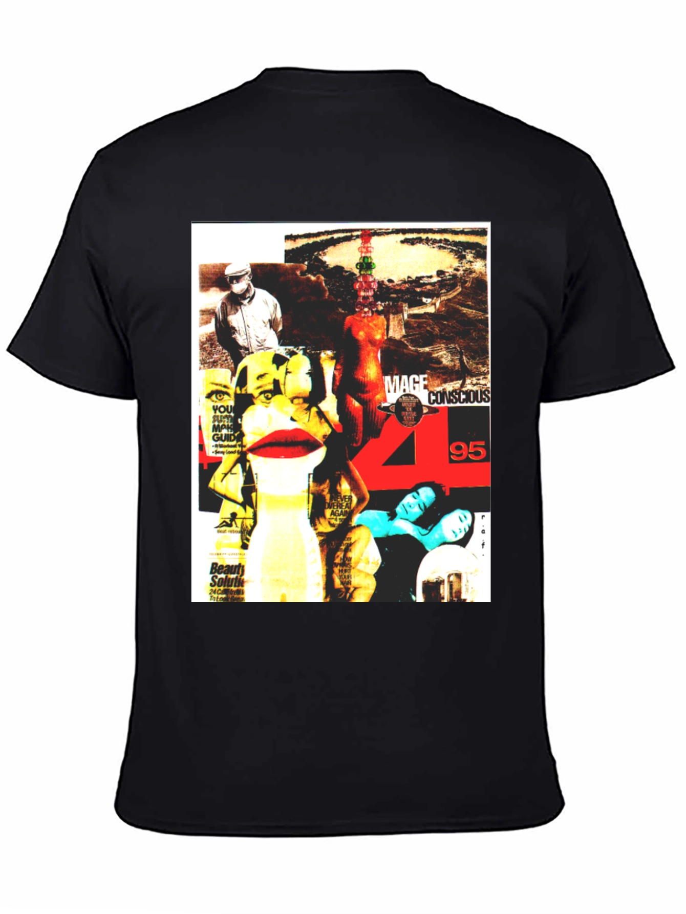 Graphic Print T-Shirt - Edgy Collage Design
