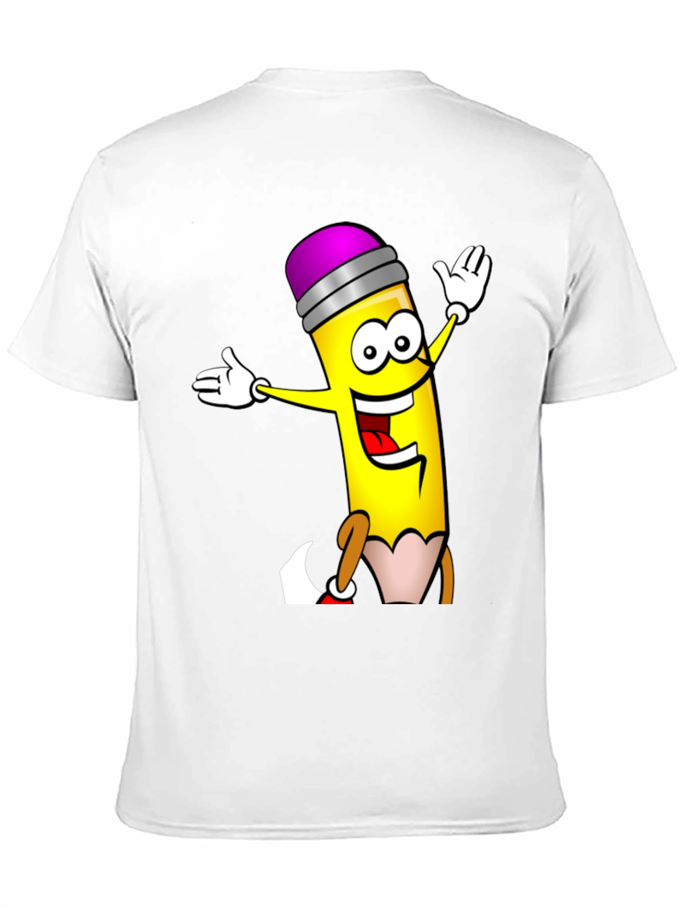 Cartoon Pencil T-Shirt - Black Cotton Graphic Tee