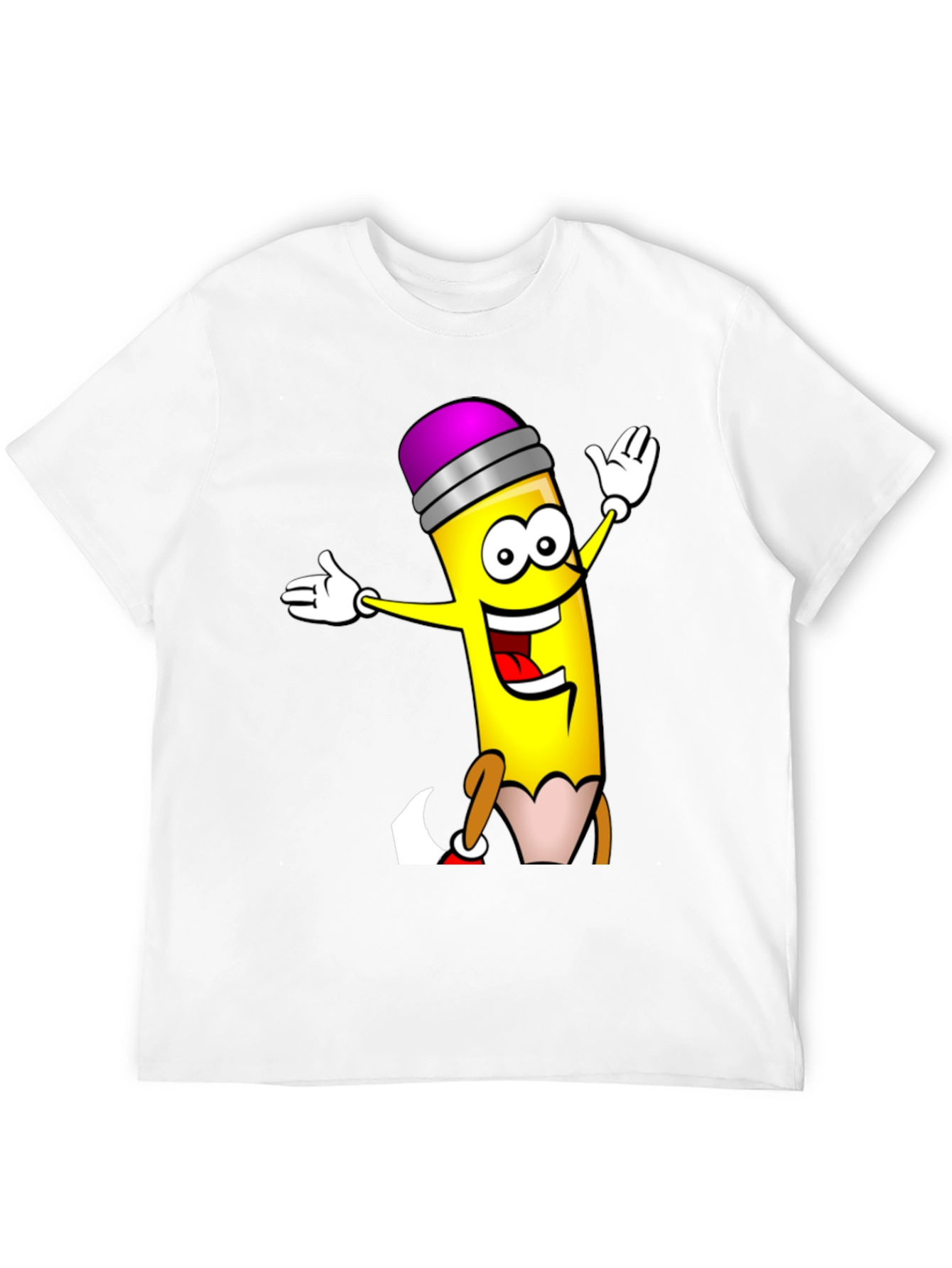 Cartoon Pencil T-Shirt - Black Cotton Graphic Tee