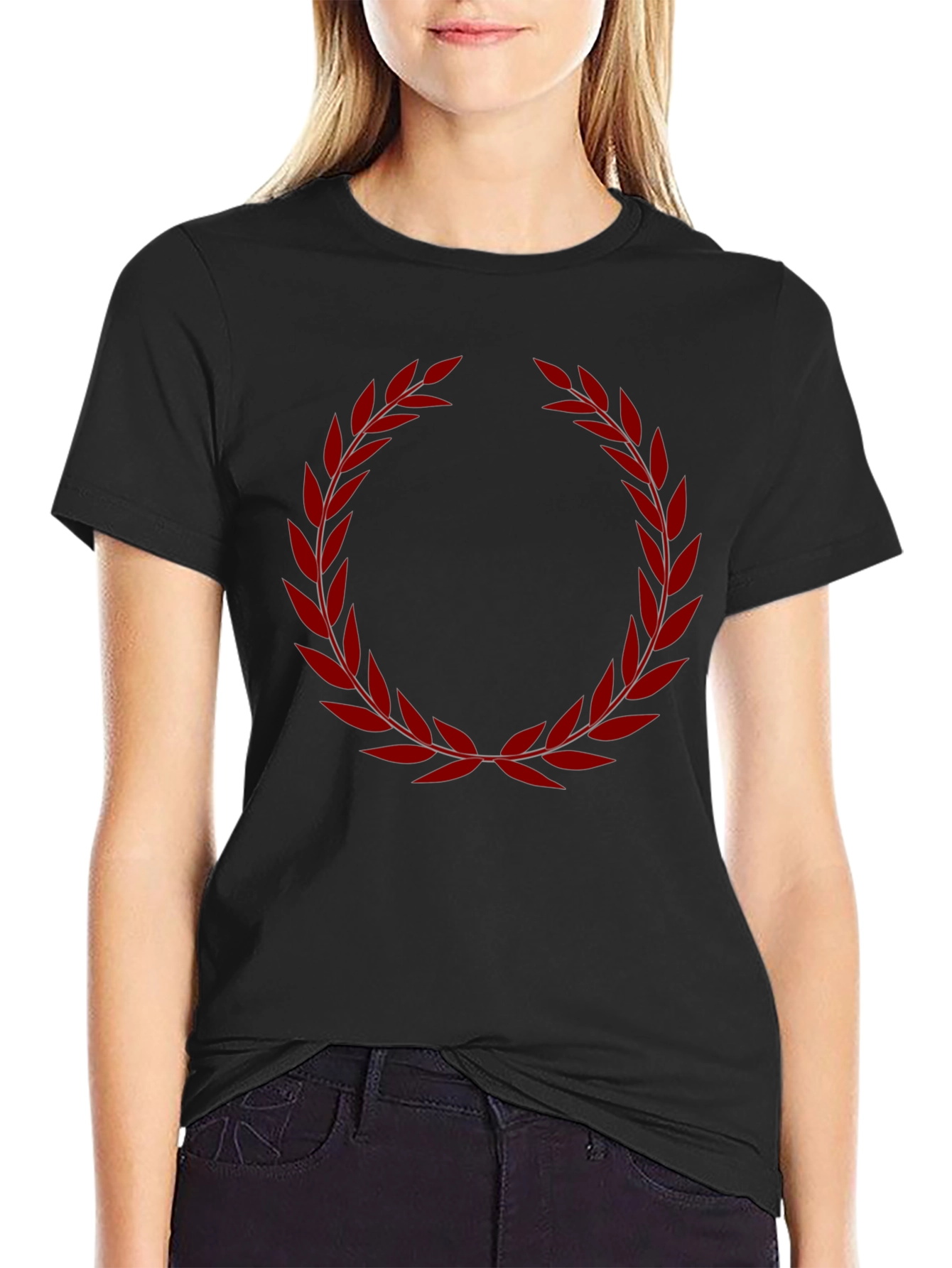Laurel Wreath Graphic Tee - Black Cotton