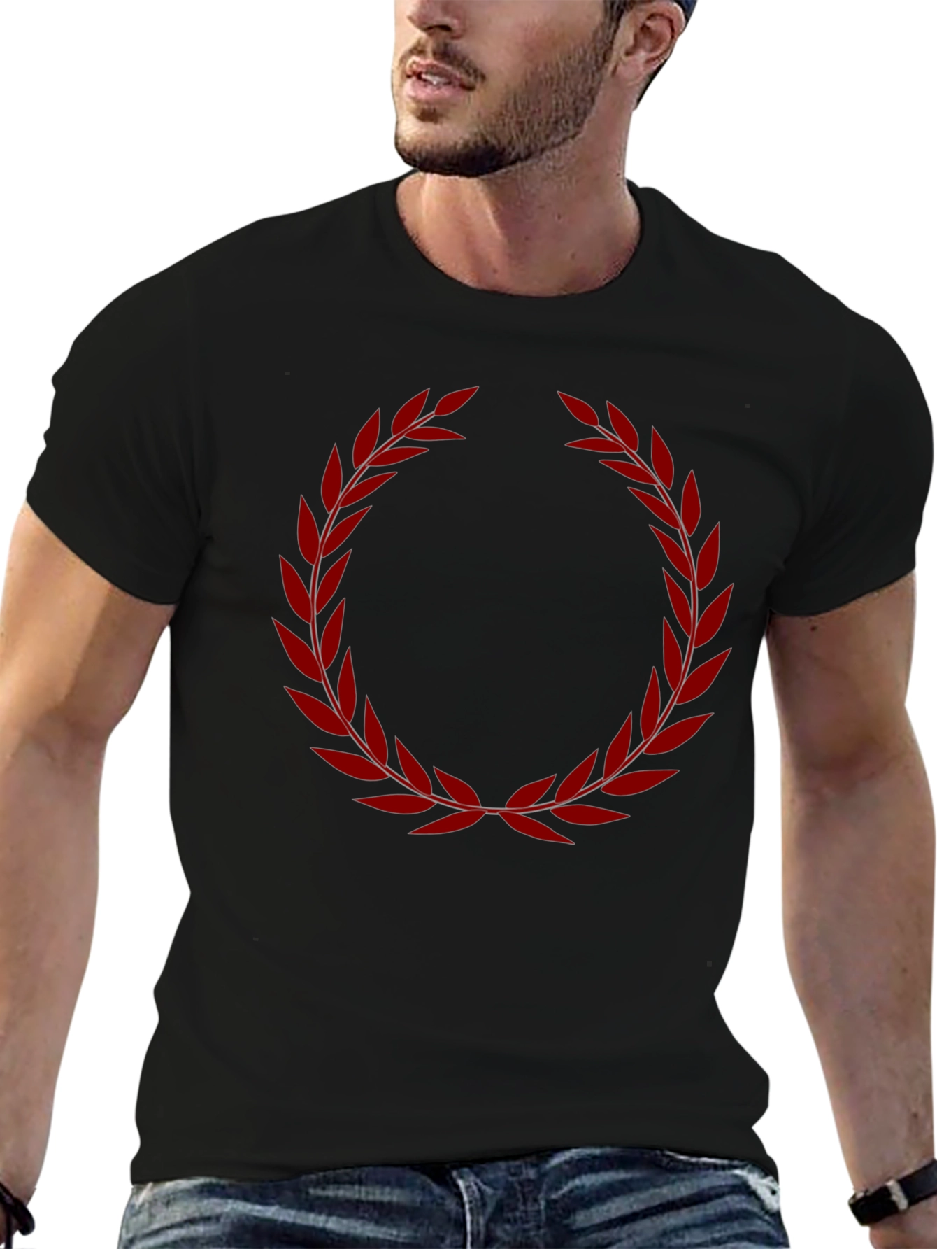 Laurel Wreath Graphic Tee - Black Cotton