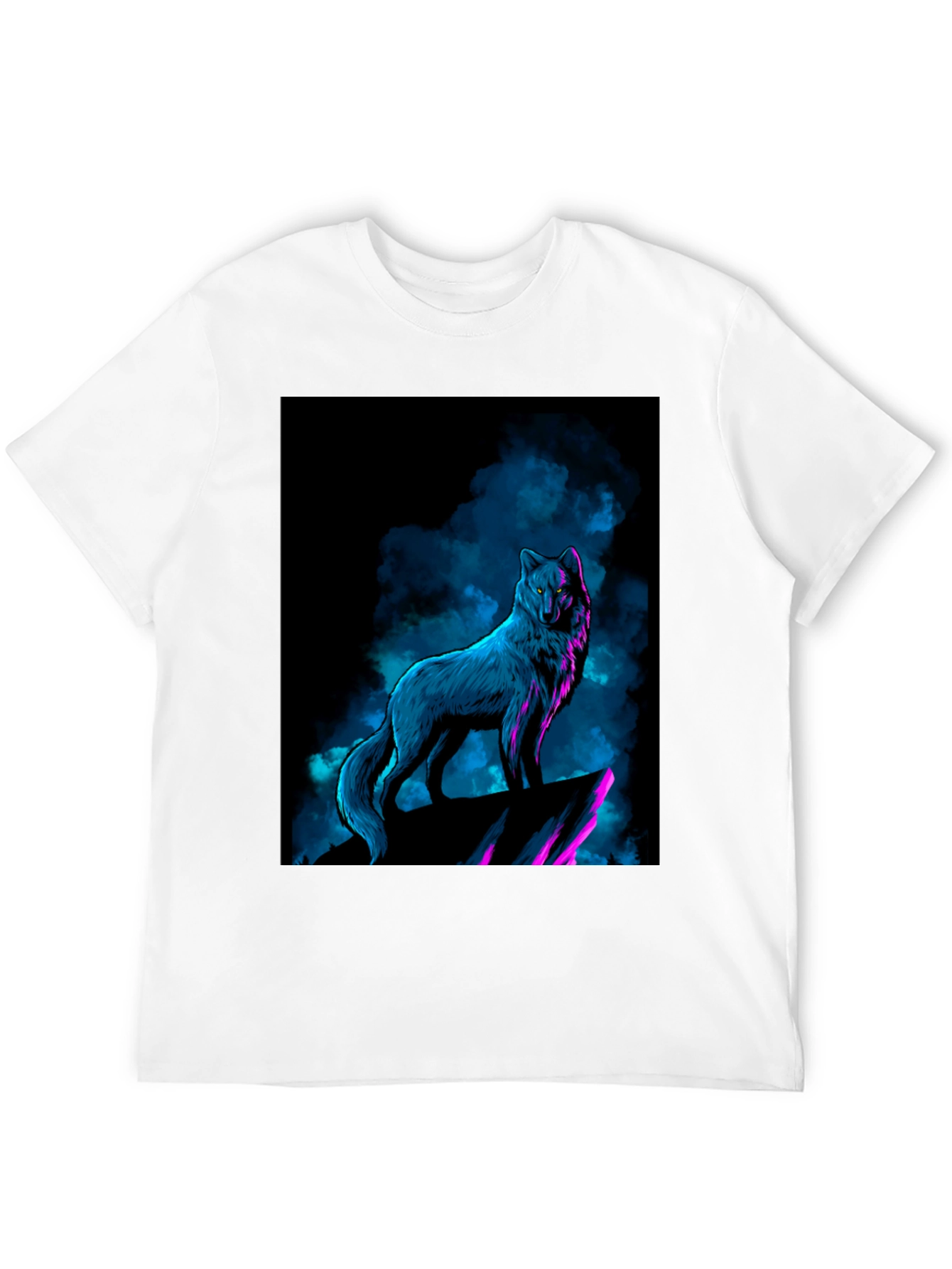 Wolf Graphic Tee - Neon Blue & Purple