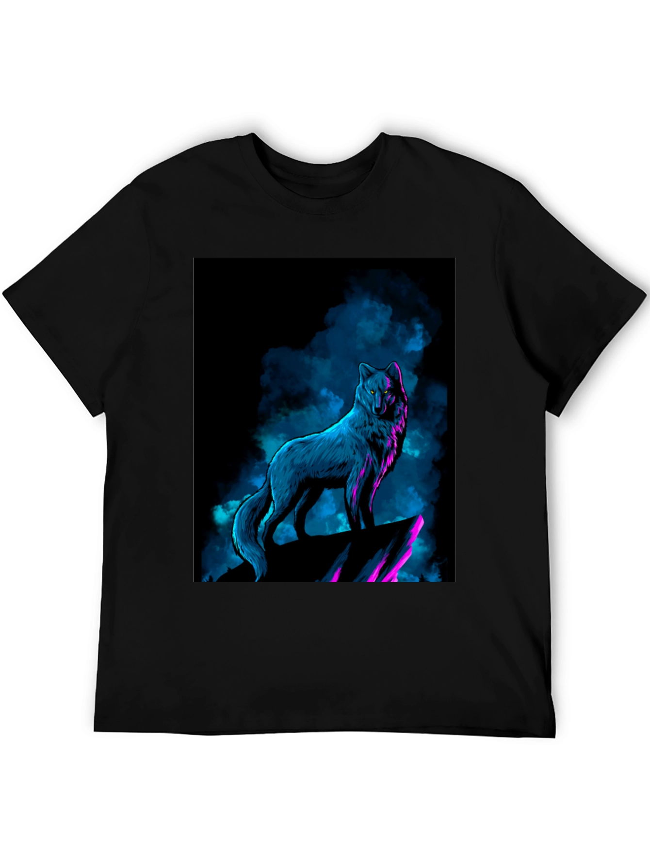 Wolf Graphic Tee - Neon Blue & Purple