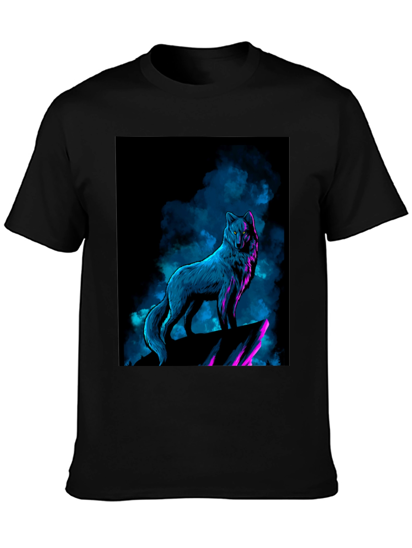 Wolf Graphic Tee - Neon Blue & Purple