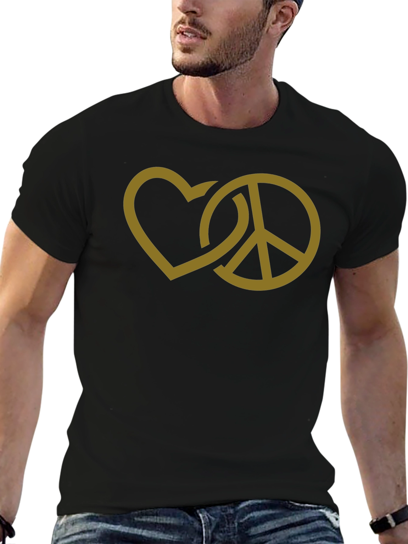 Peace and Love Graphic T-Shirt - Black