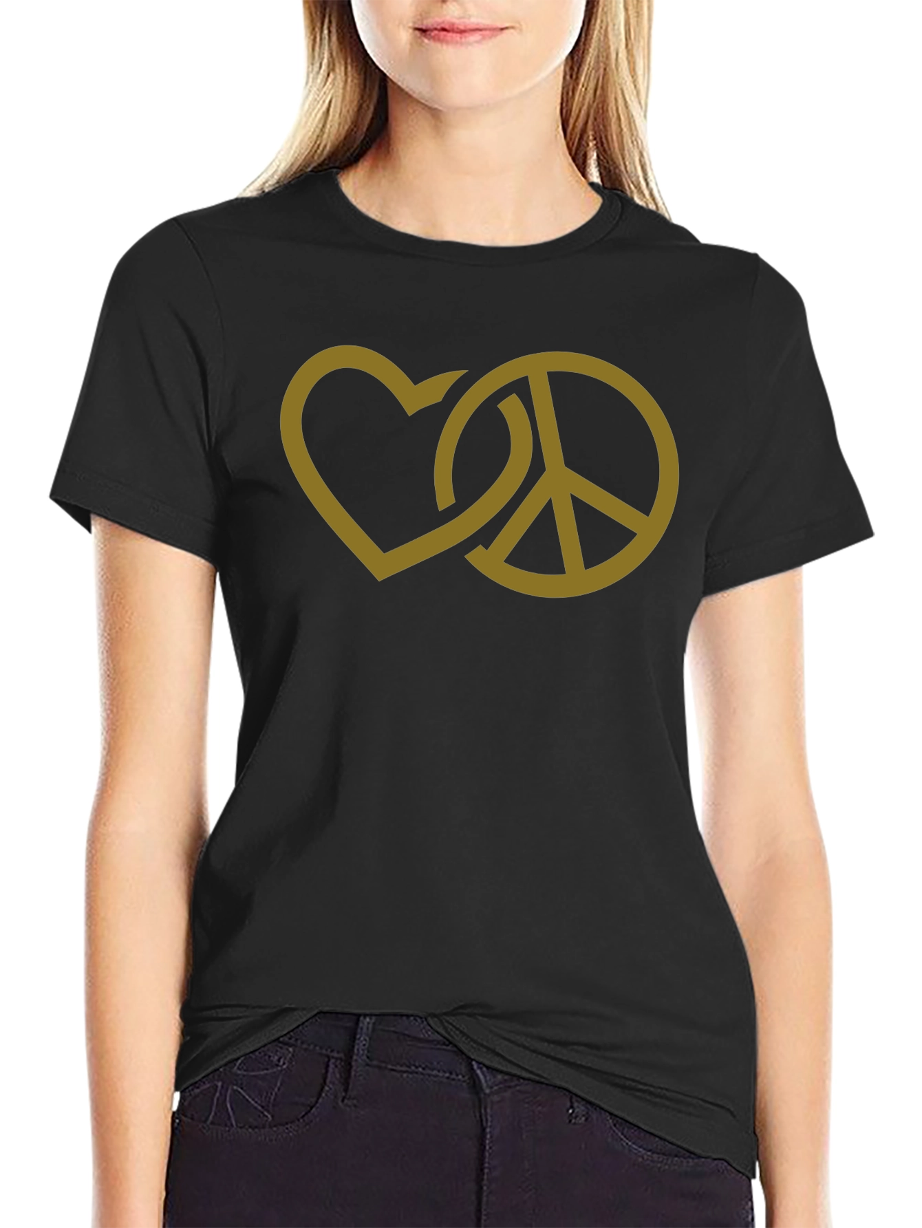 Peace and Love Graphic T-Shirt - Black