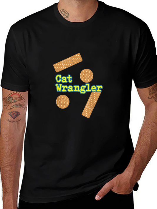 Cat Wrangler T-Shirt Bandage Humor Graphic