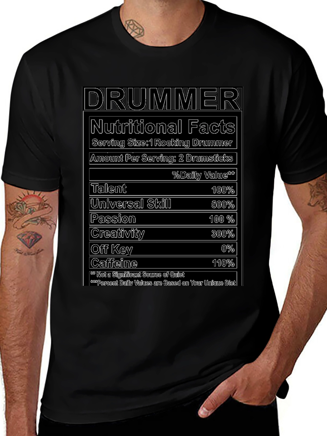 Drummer Nutritional Facts T-Shirt