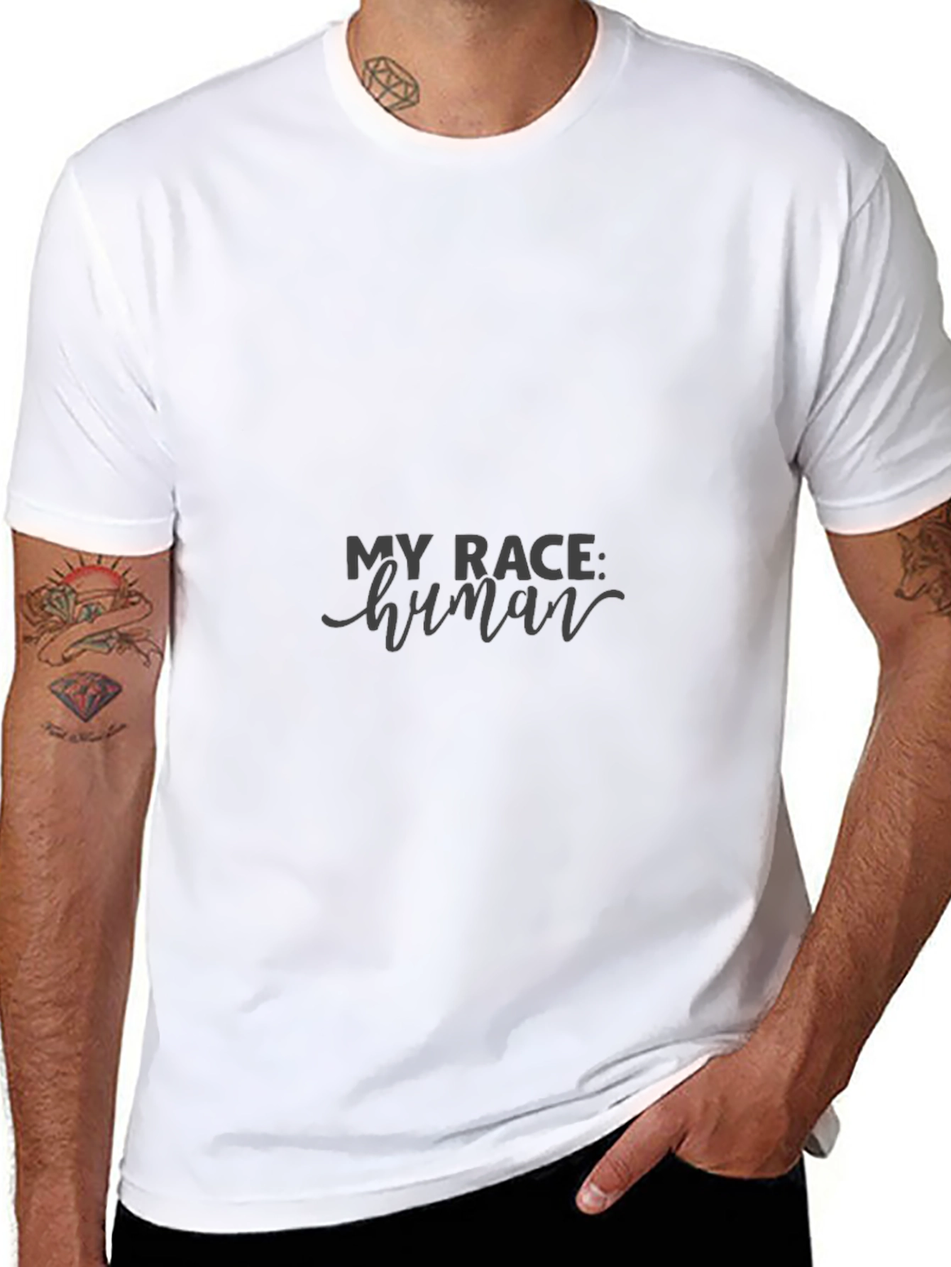 My Race Human Black Tee - Equality & Unity