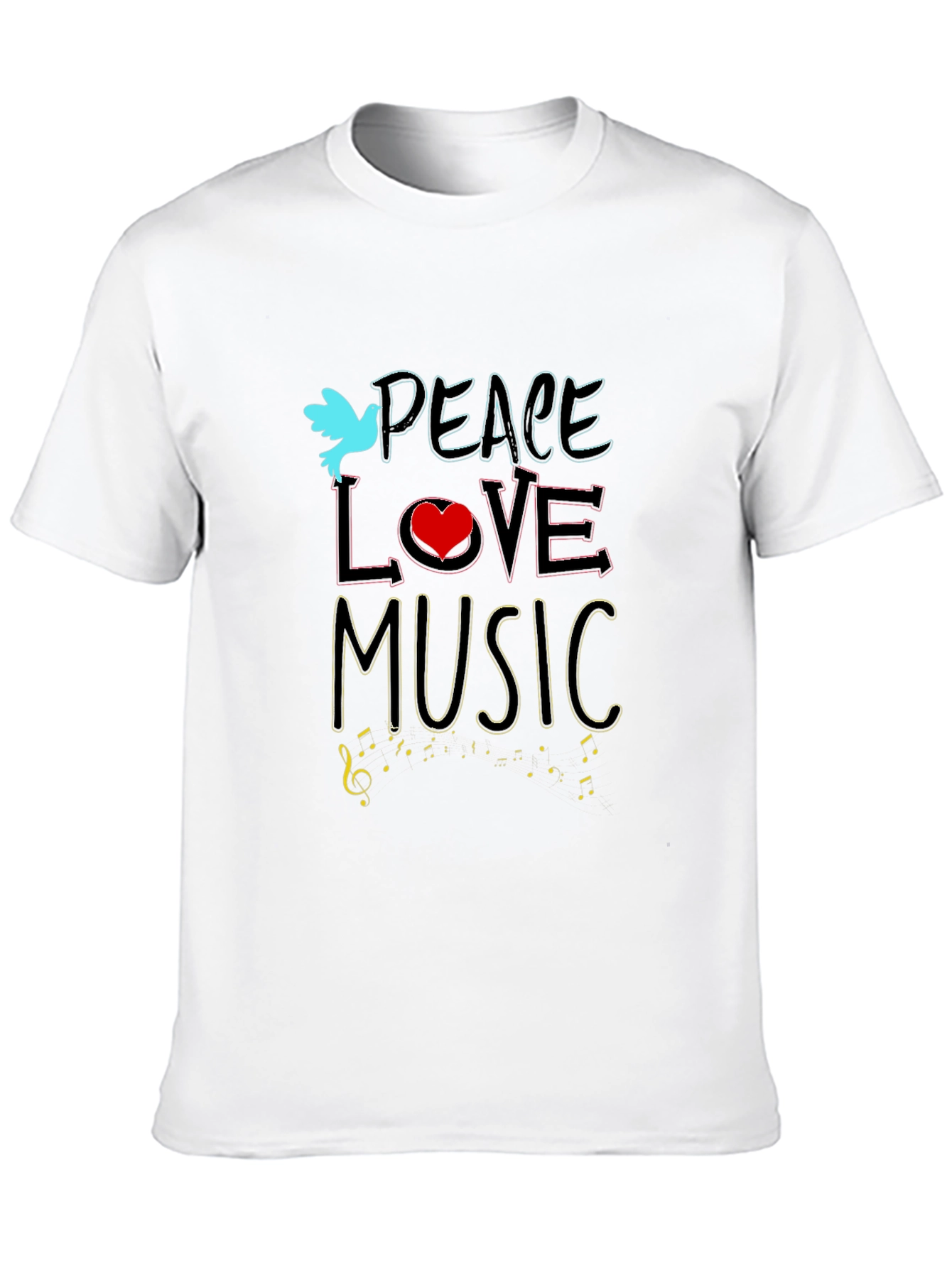 Peace Love Music Graphic Tee - Black Unisex T-Shirt