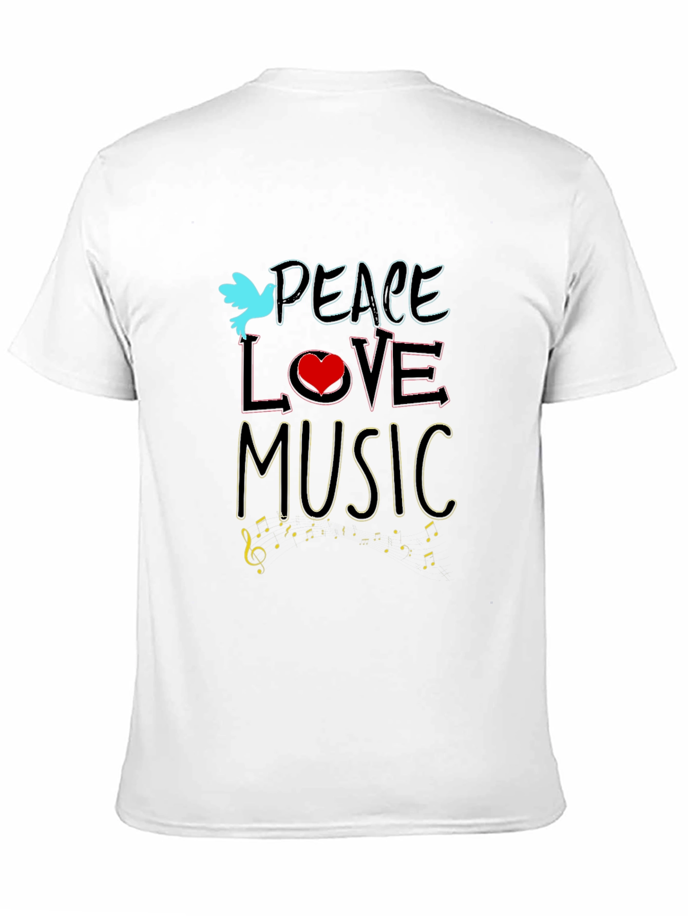 Peace Love Music Graphic Tee - Black Unisex T-Shirt