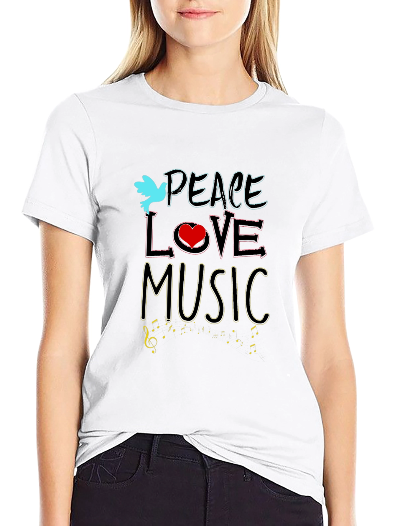 Peace Love Music Graphic Tee - Black Unisex T-Shirt