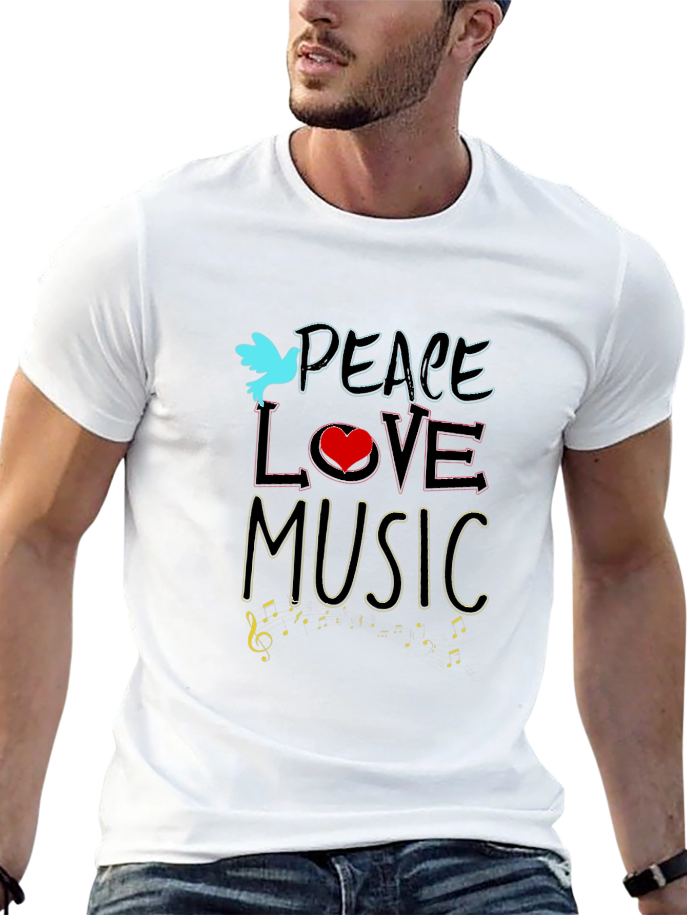 Peace Love Music Graphic Tee - Black Unisex T-Shirt