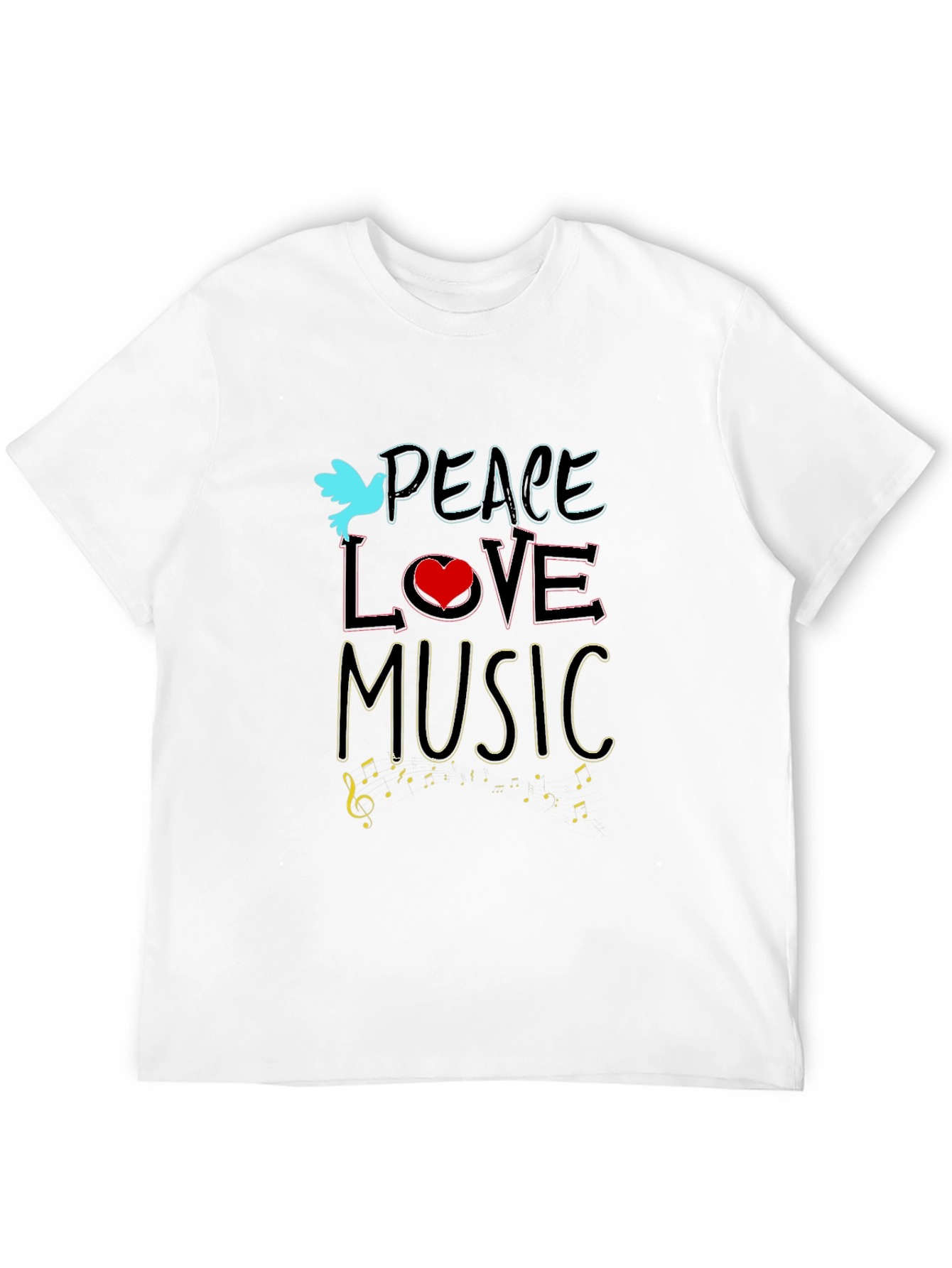 Peace Love Music Graphic Tee - Black Unisex T-Shirt