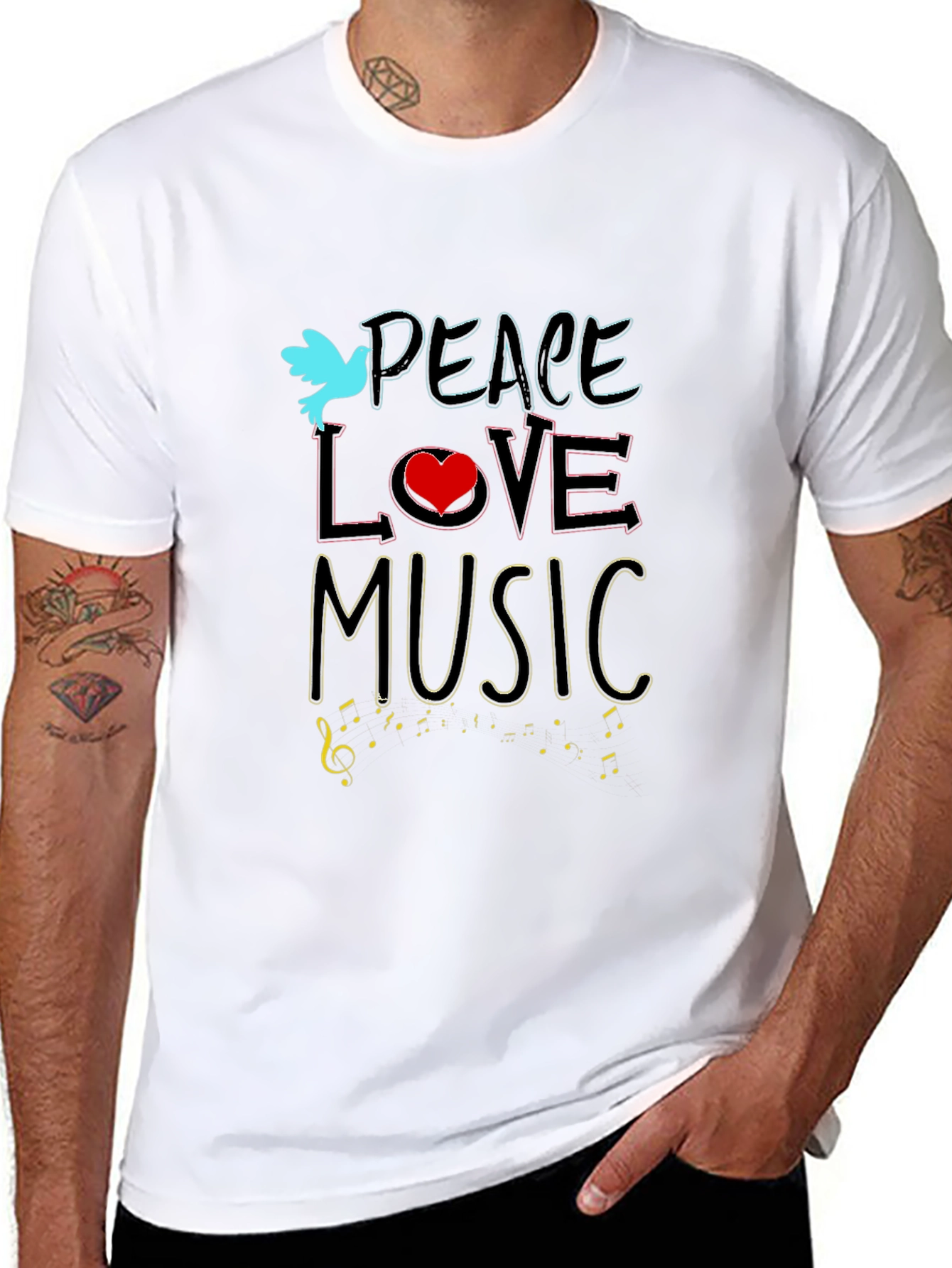 Peace Love Music Graphic Tee - Black Unisex T-Shirt
