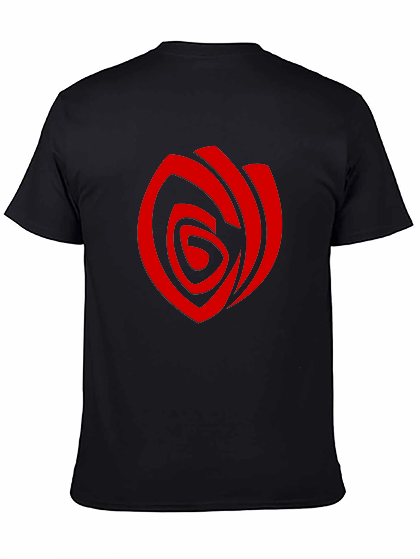Mens Black T-Shirt with Red Abstract Rose Graphic