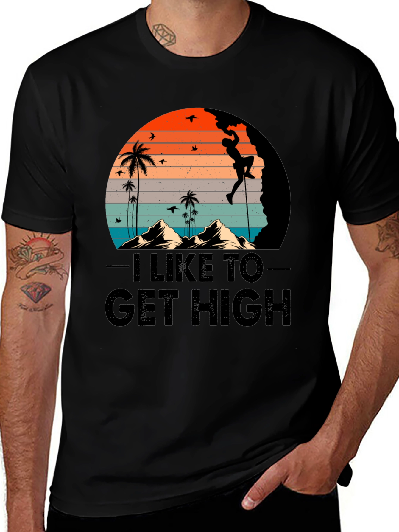 I Like to Get High Climbing Graphic T-Shirt
