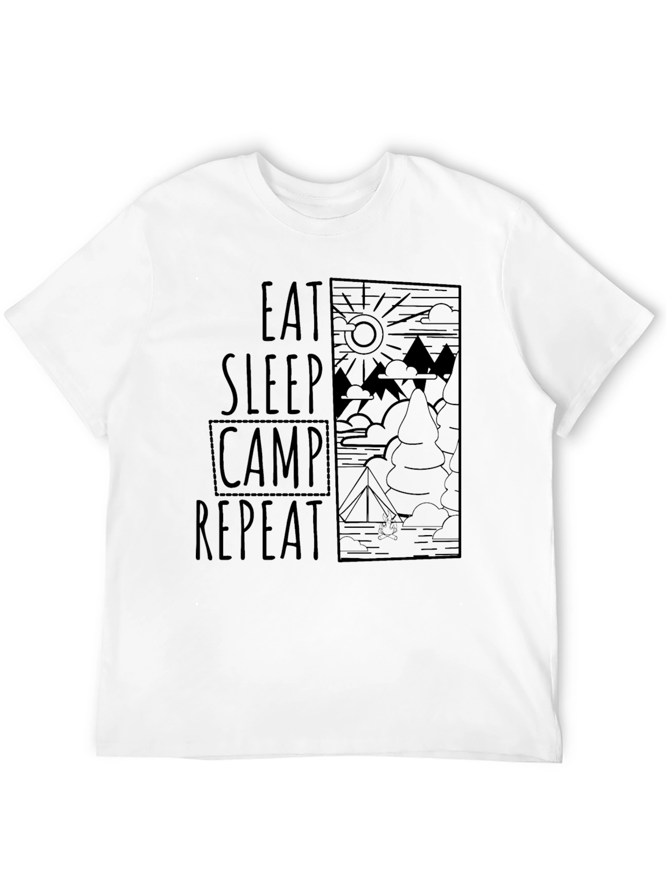 Eat Sleep Camp Repeat Graphic Tee - Black