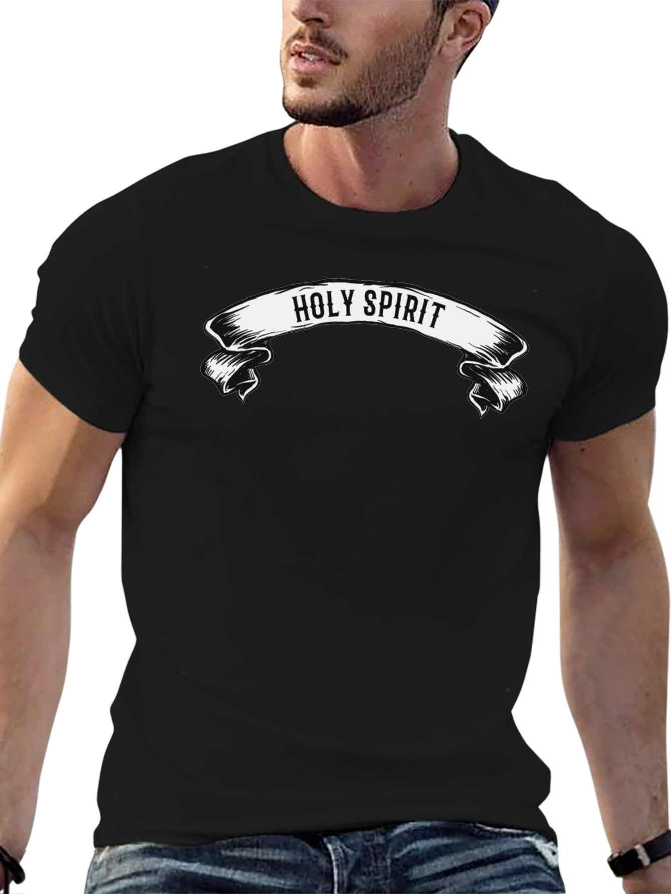 Holy Spirit Graphic Print Black T-Shirt