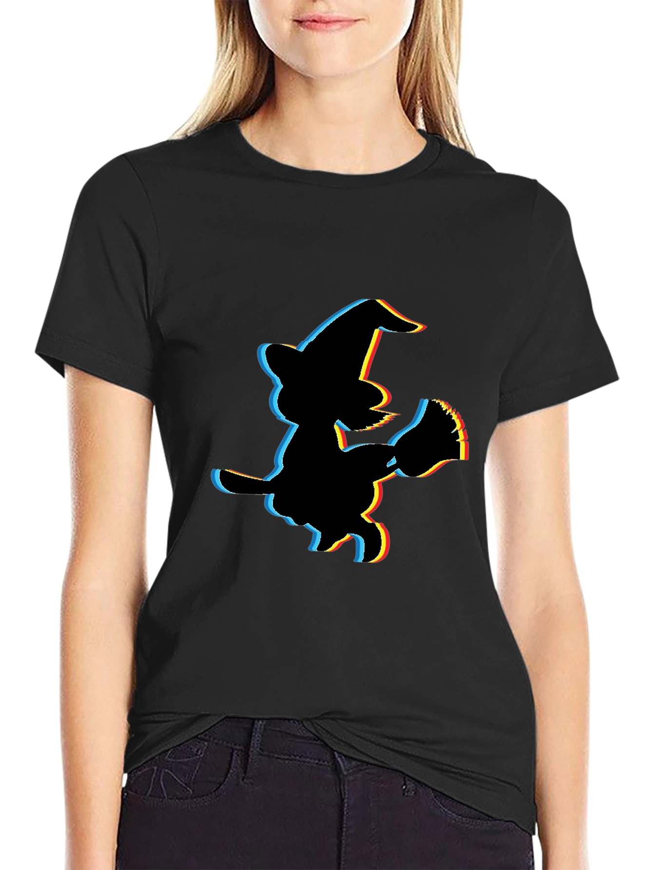 Retro Witch Graphic T-Shirt - Black