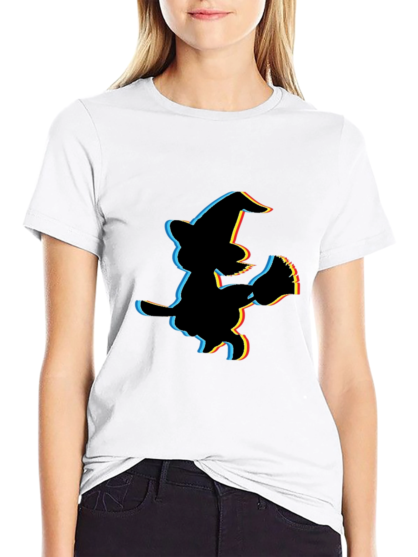 Retro Witch Graphic T-Shirt - Black