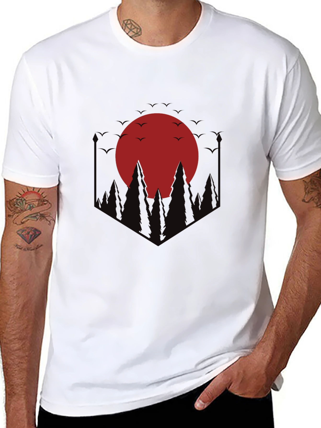 Red Moon Forest Graphic Tee - Black