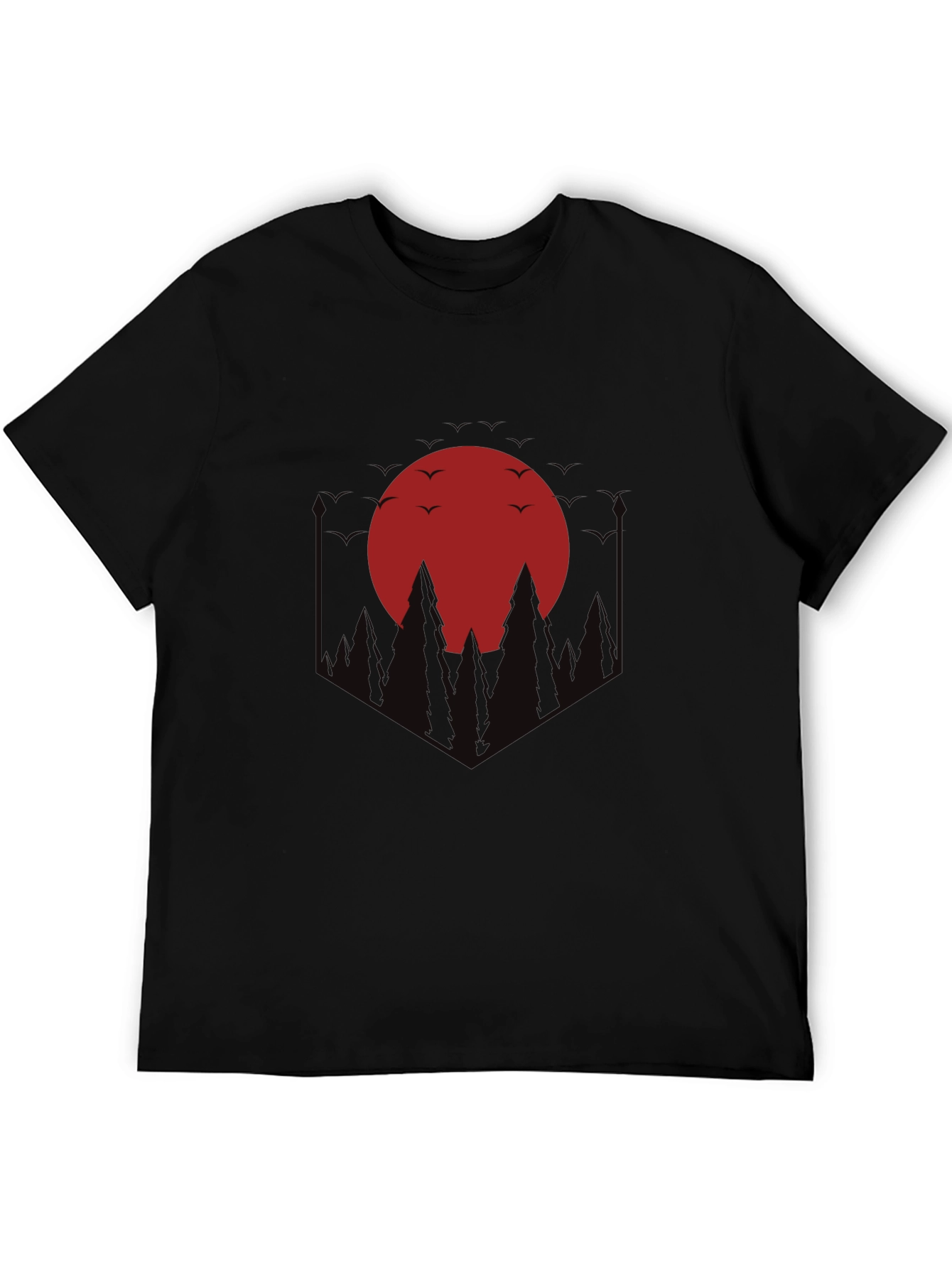 Red Moon Forest Graphic Tee - Black