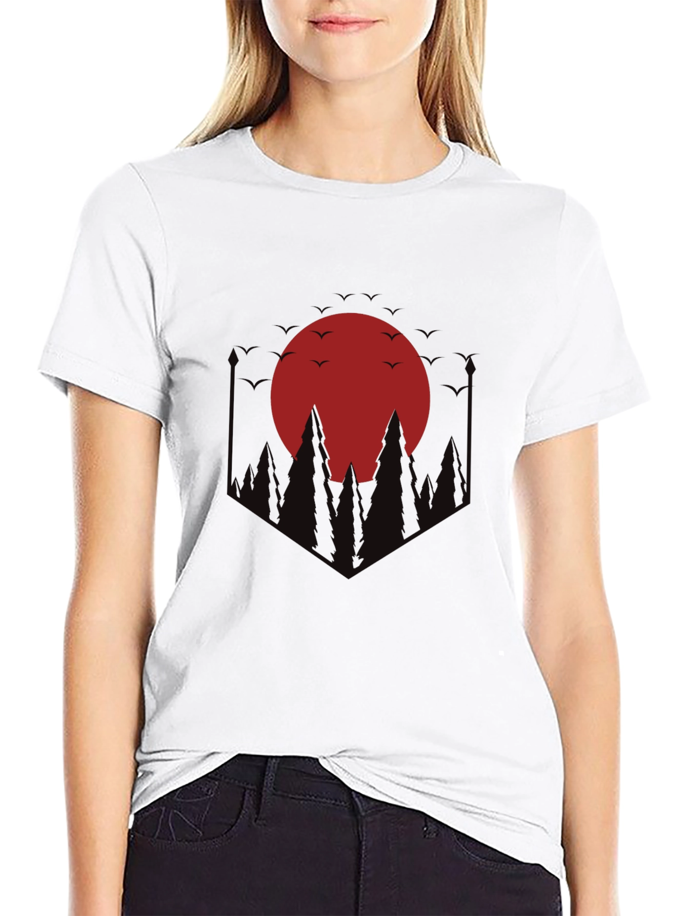 Red Moon Forest Graphic Tee - Black