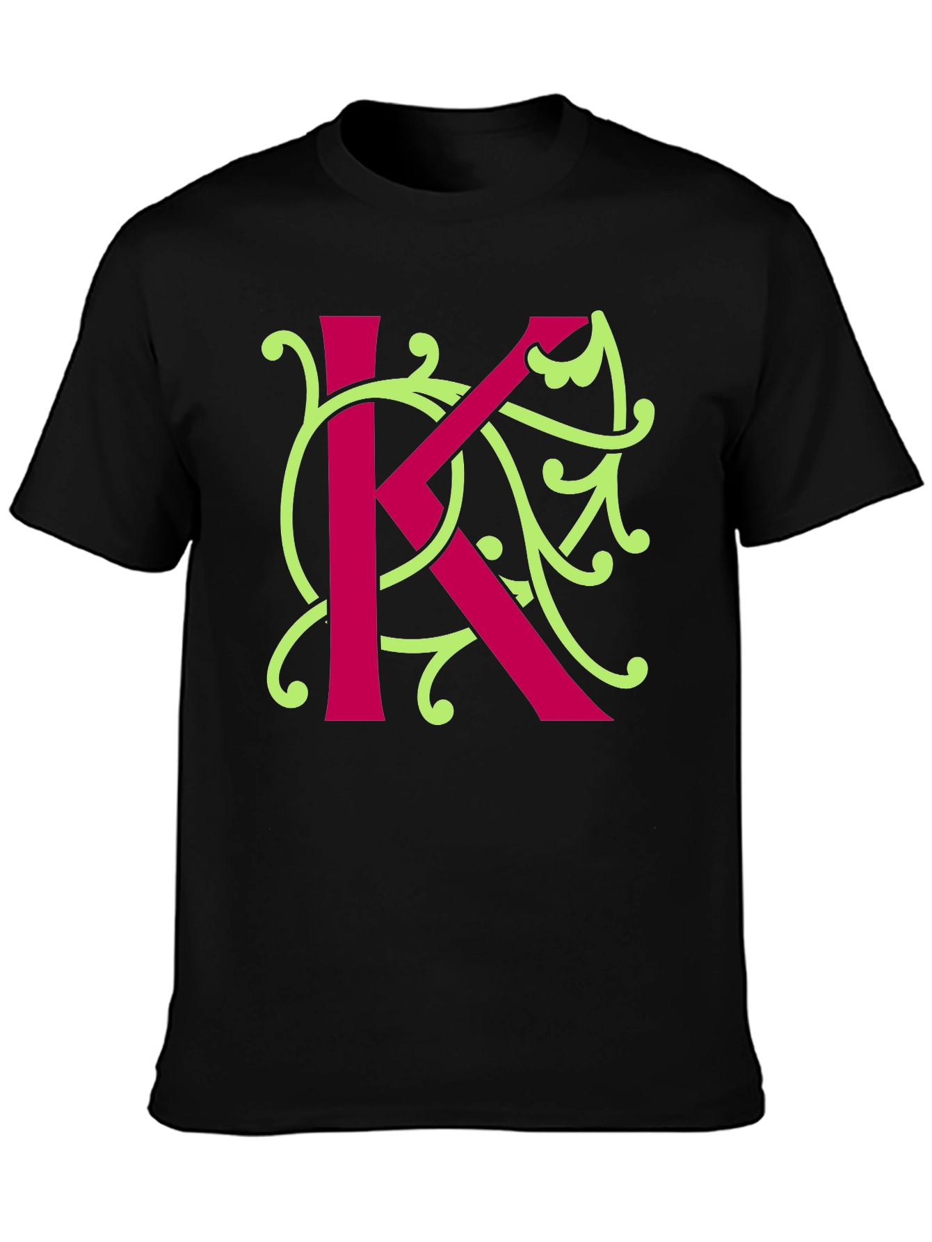Initial K Floral Design T-Shirt