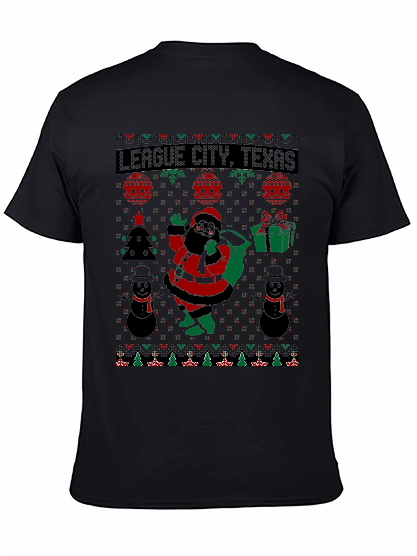 League City Texas Ugly Christmas Santa T-Shirt