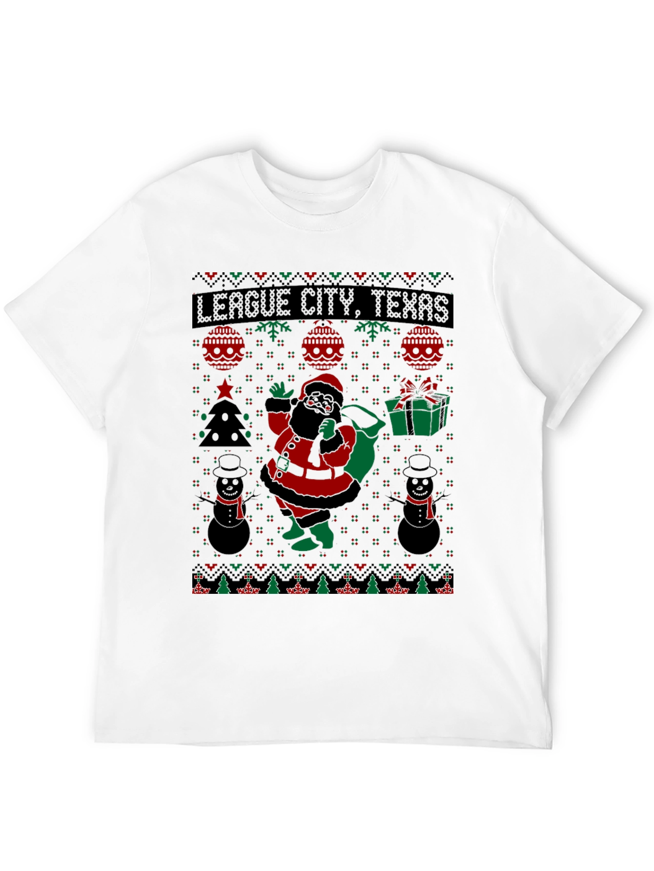 League City Texas Ugly Christmas Santa T-Shirt