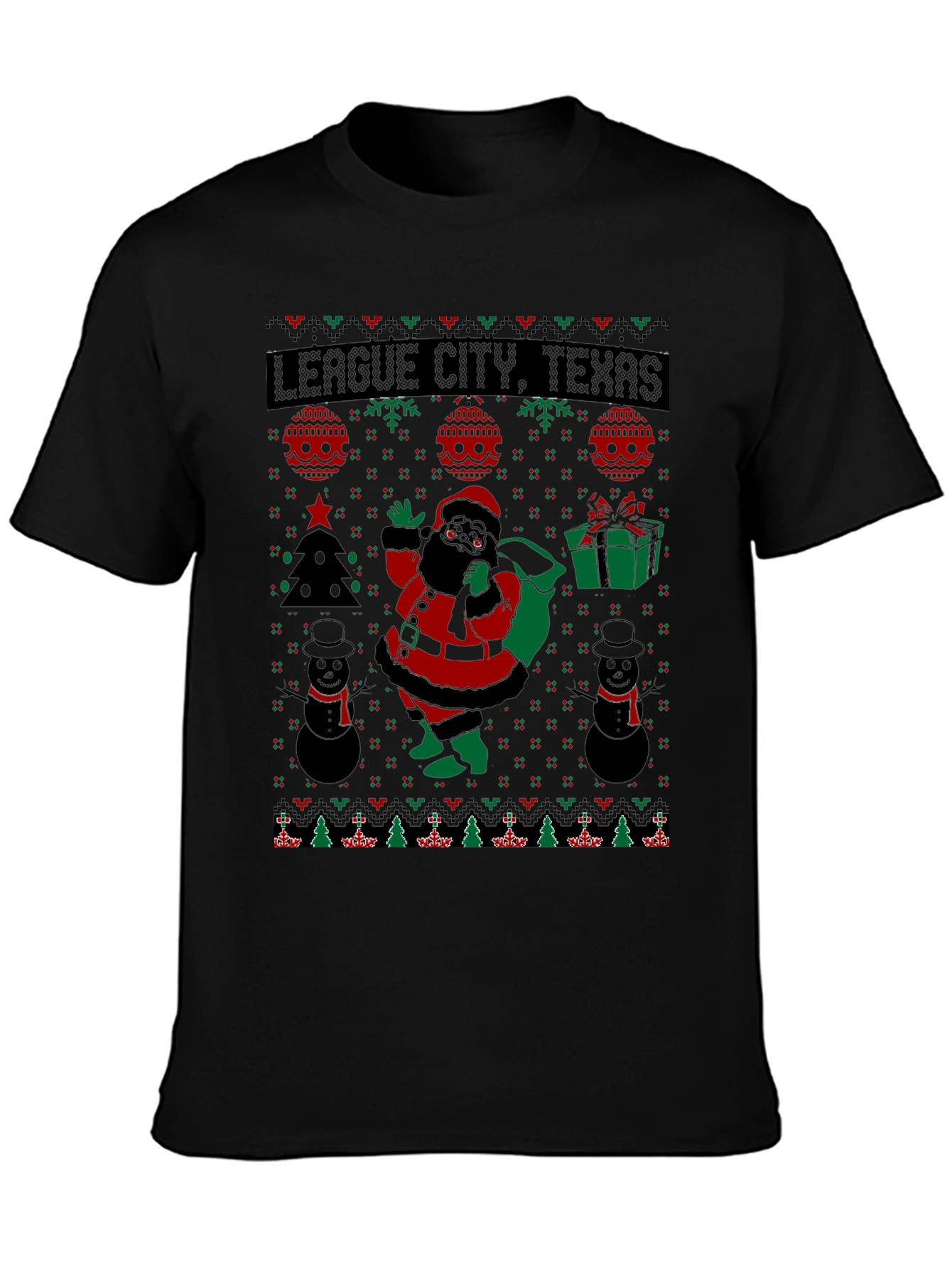 League City Texas Ugly Christmas Santa T-Shirt