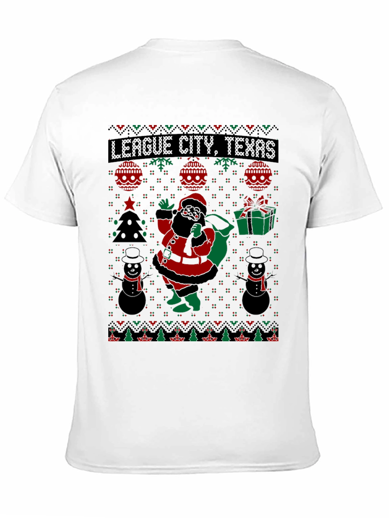 League City Texas Ugly Christmas Santa T-Shirt