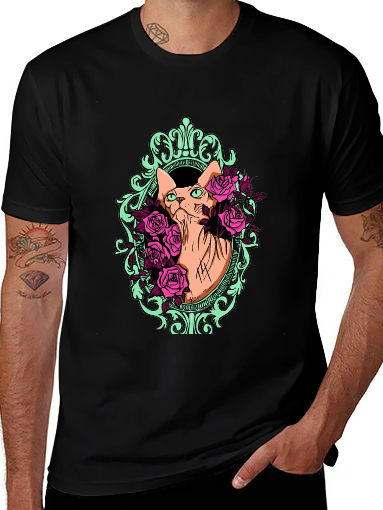 Sphynx Cat & Rose T-Shirt