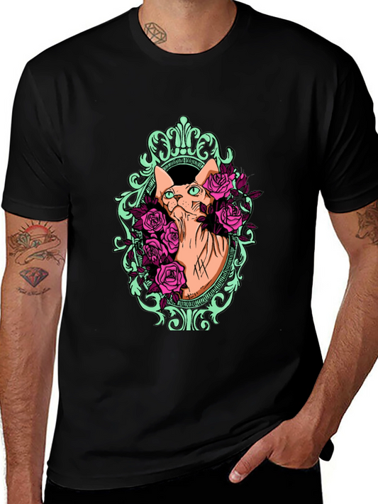 Sphynx Cat & Rose T-Shirt