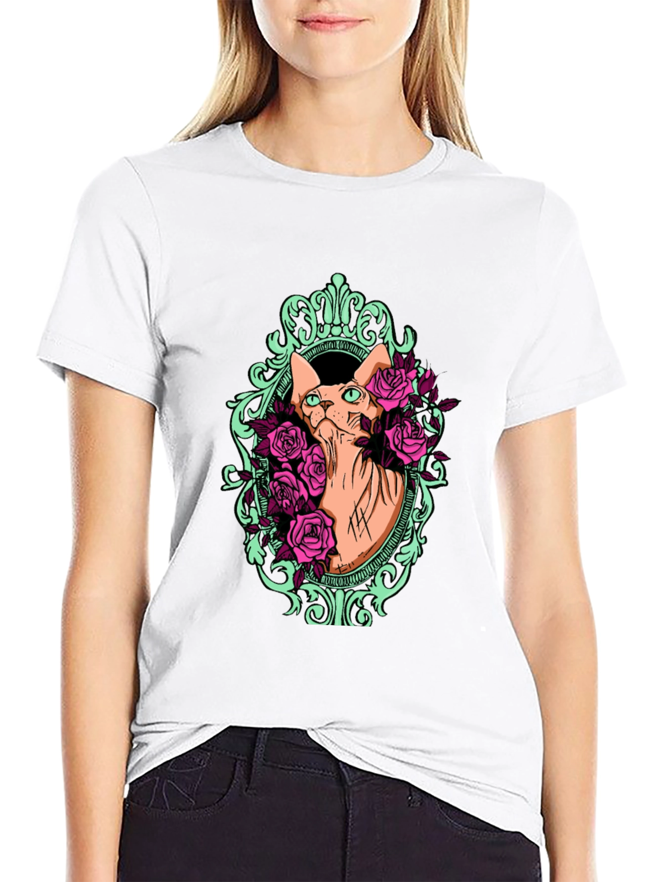 Sphynx Cat & Rose T-Shirt
