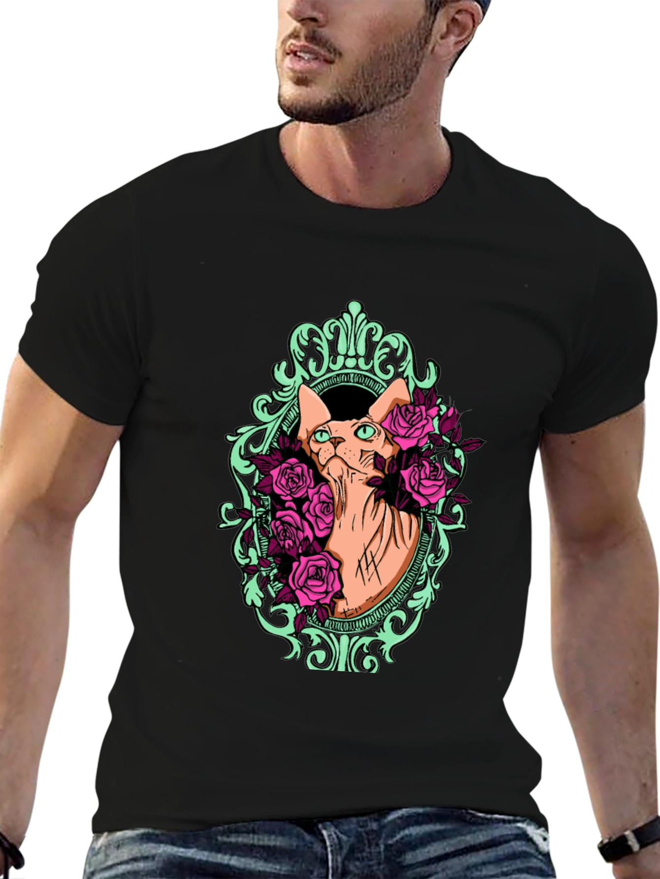 Sphynx Cat & Rose T-Shirt