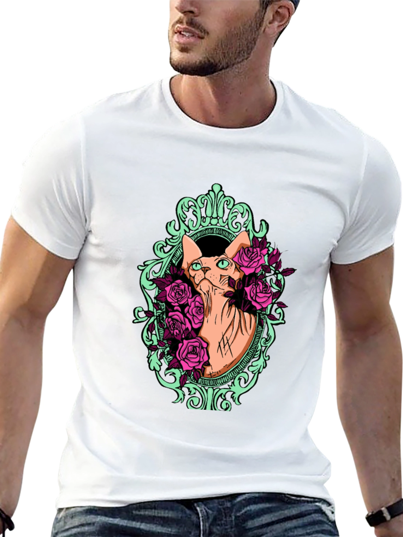 Sphynx Cat & Rose T-Shirt