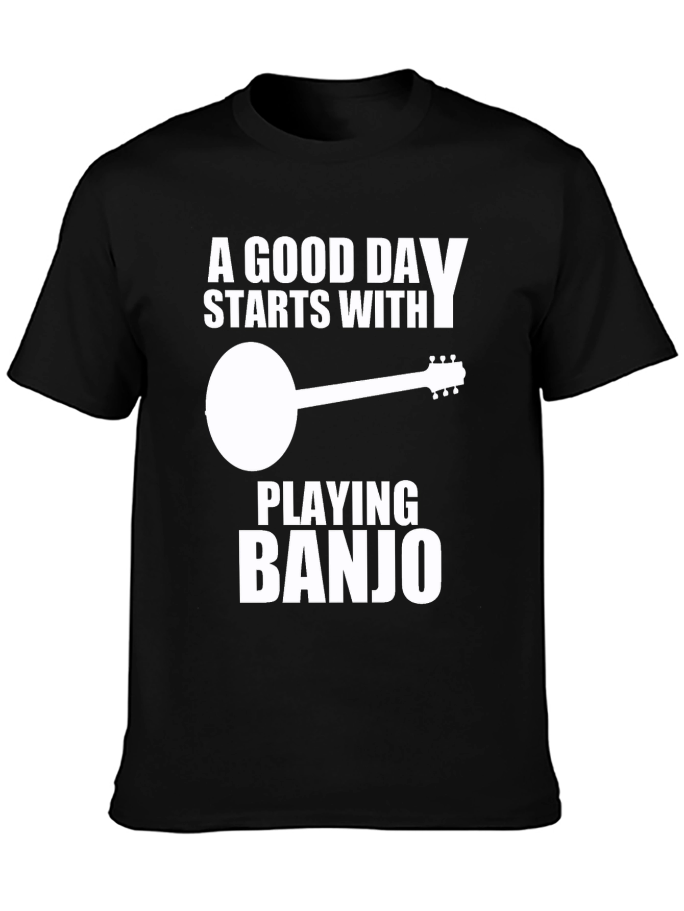 A Good Day Starts With Playing Banjo Black T-Shirt