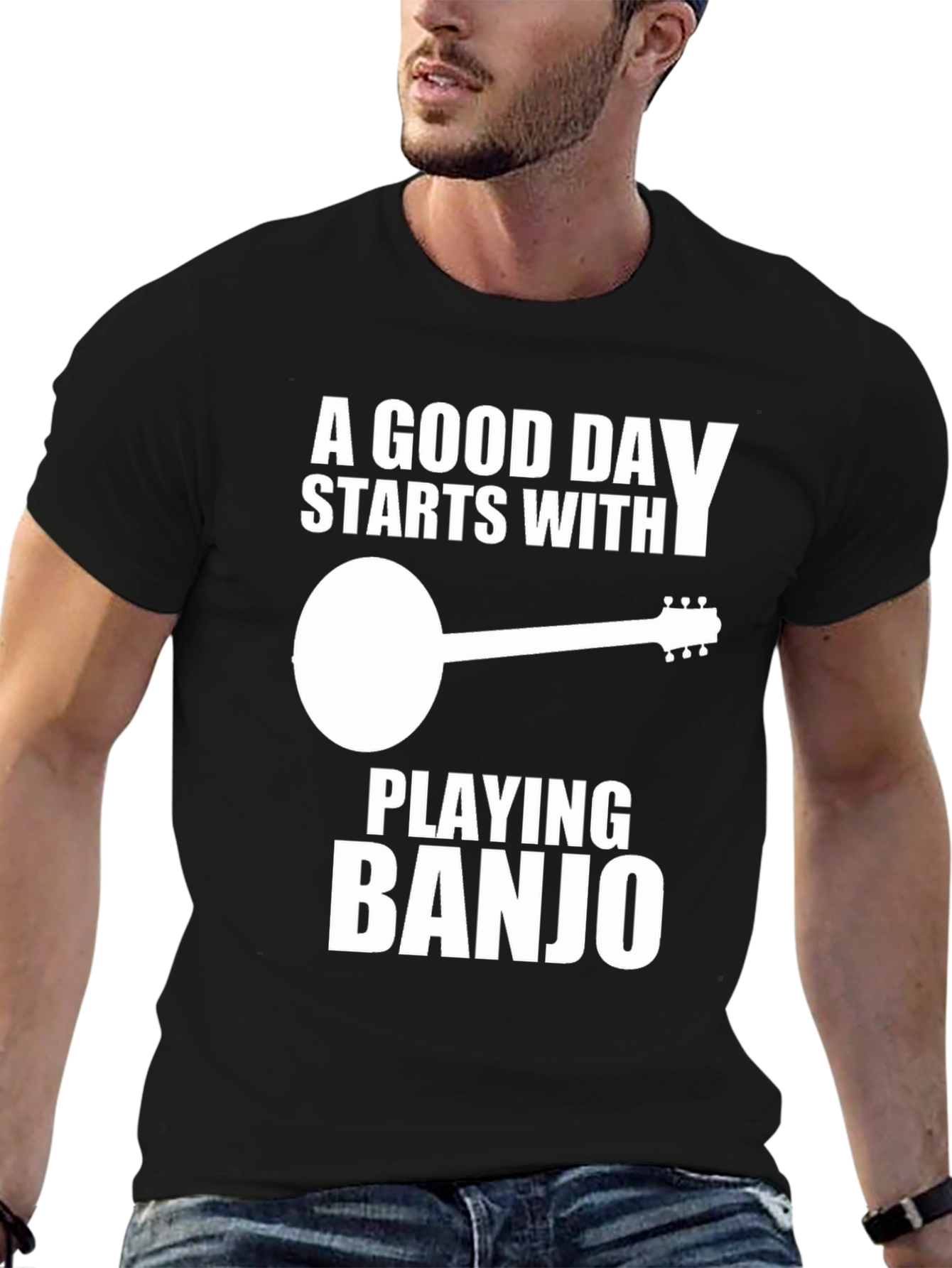 A Good Day Starts With Playing Banjo Black T-Shirt