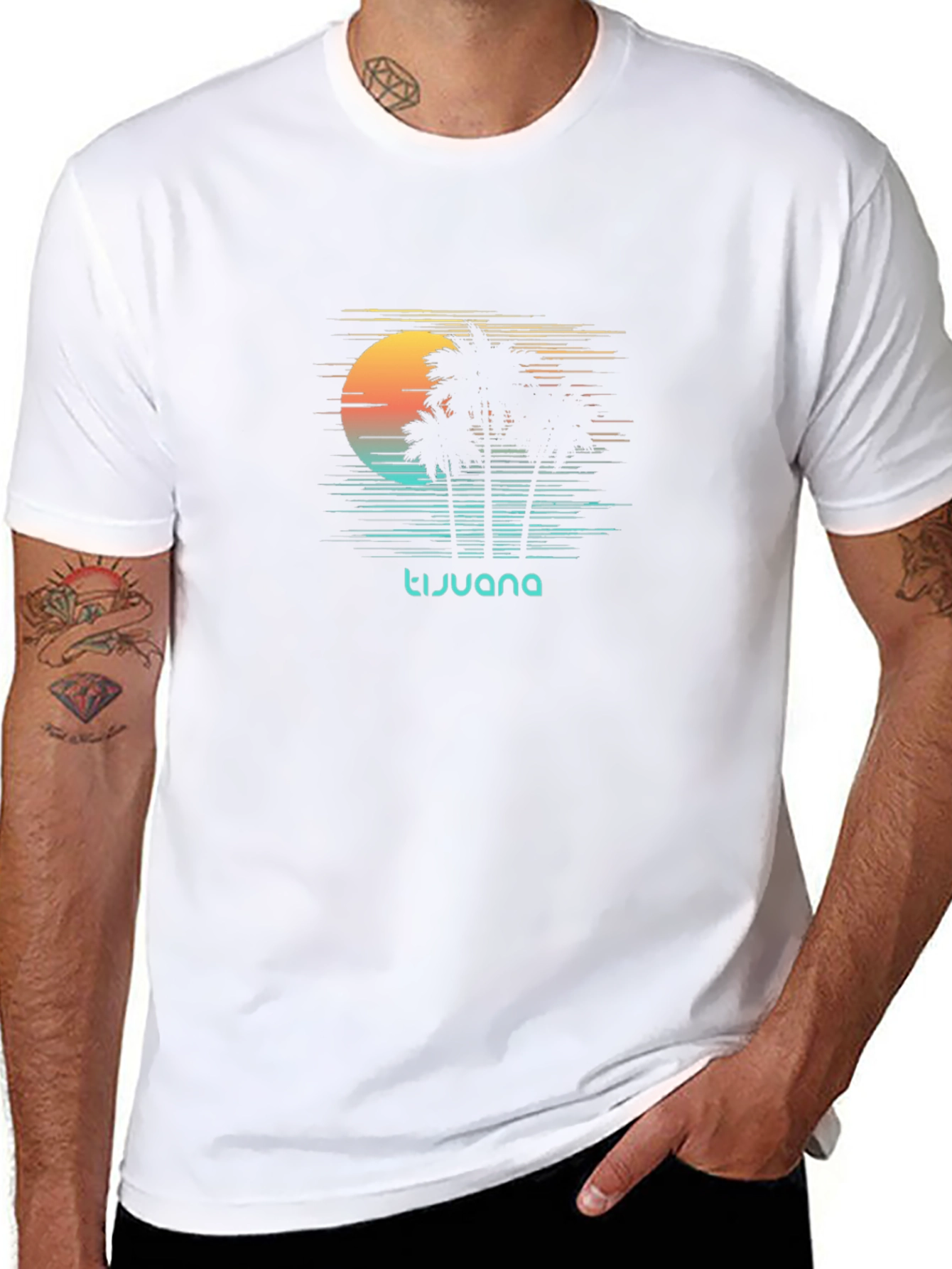 Tijuana Palm Sunset Graphic Tee - Black