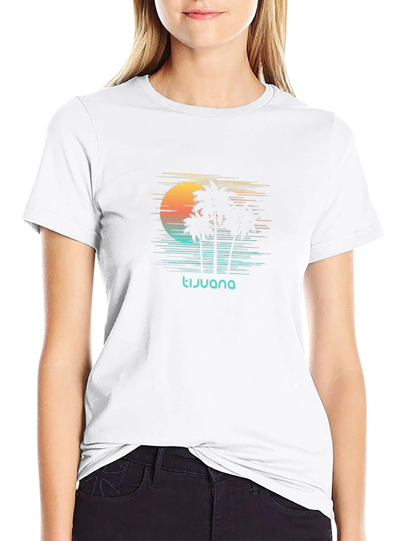 Tijuana Palm Sunset Graphic Tee - Black