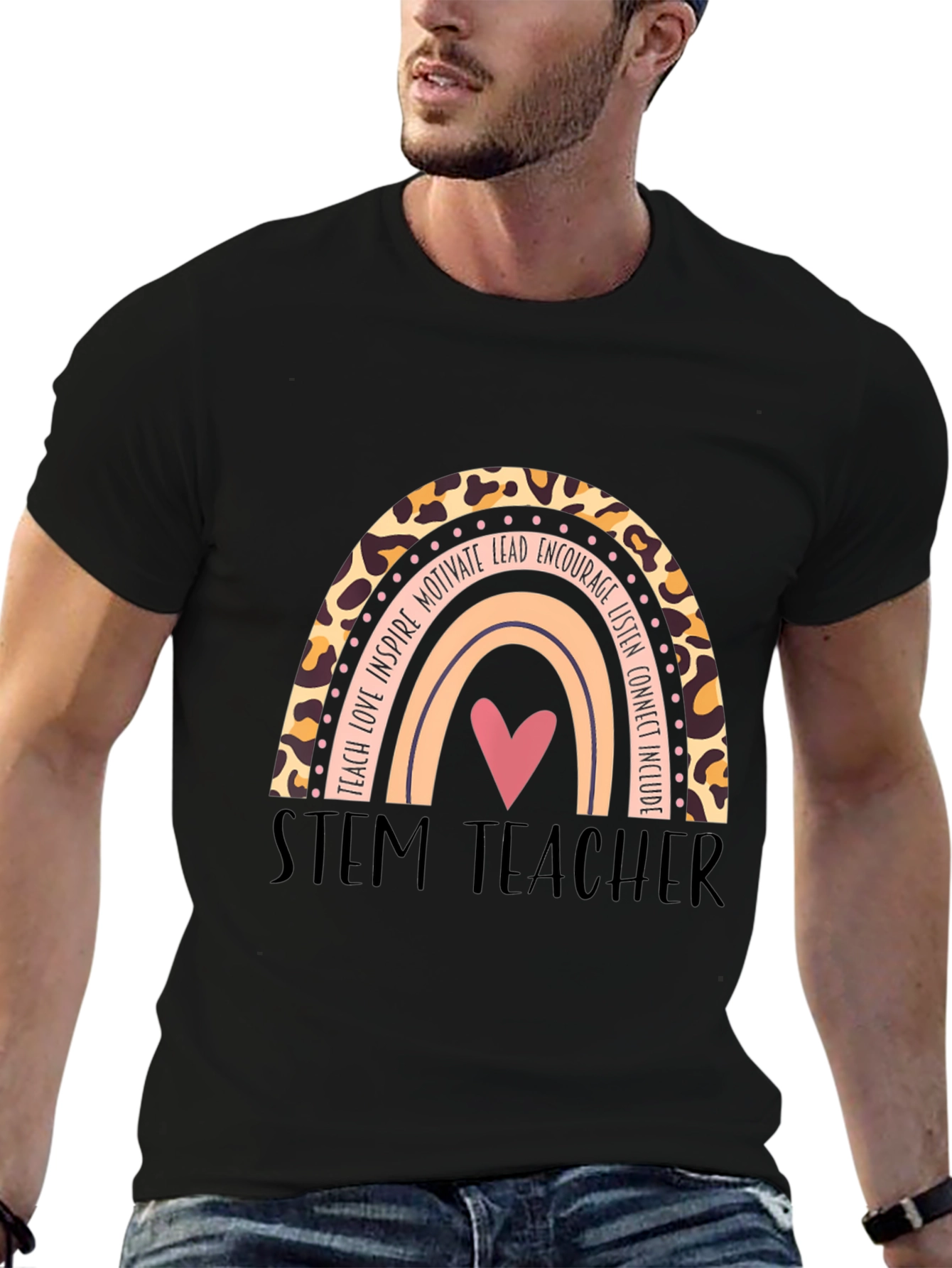 STEM Teacher Rainbow Graphic T-Shirt
