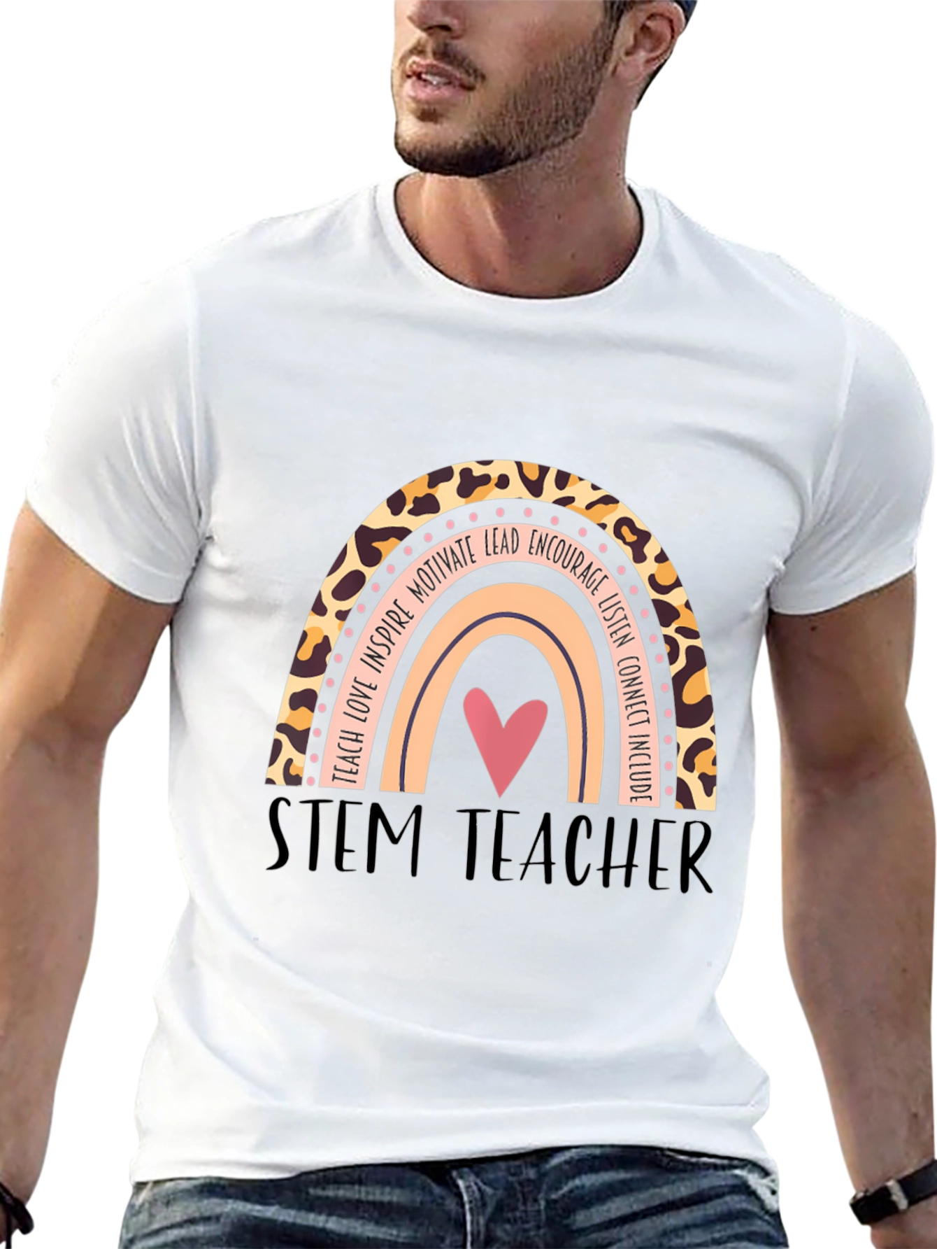 STEM Teacher Rainbow Graphic T-Shirt