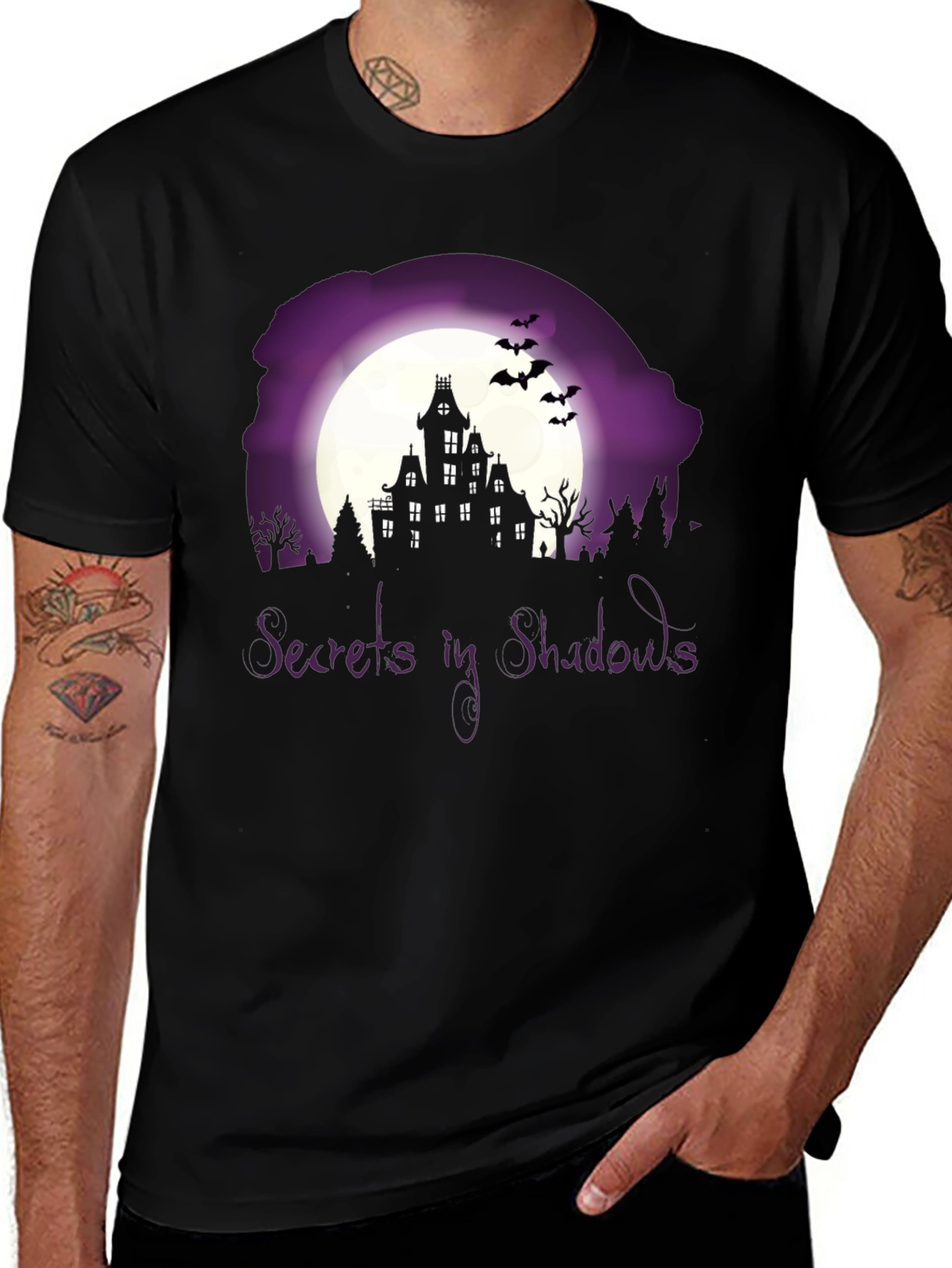Secrets in Shadows Spooky Graphic Tee