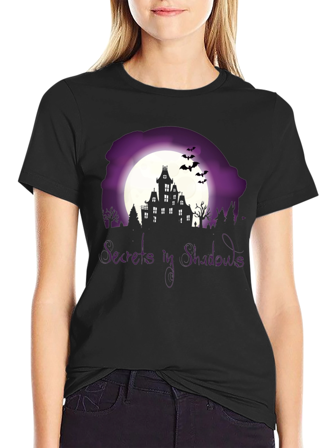 Secrets in Shadows Spooky Graphic Tee