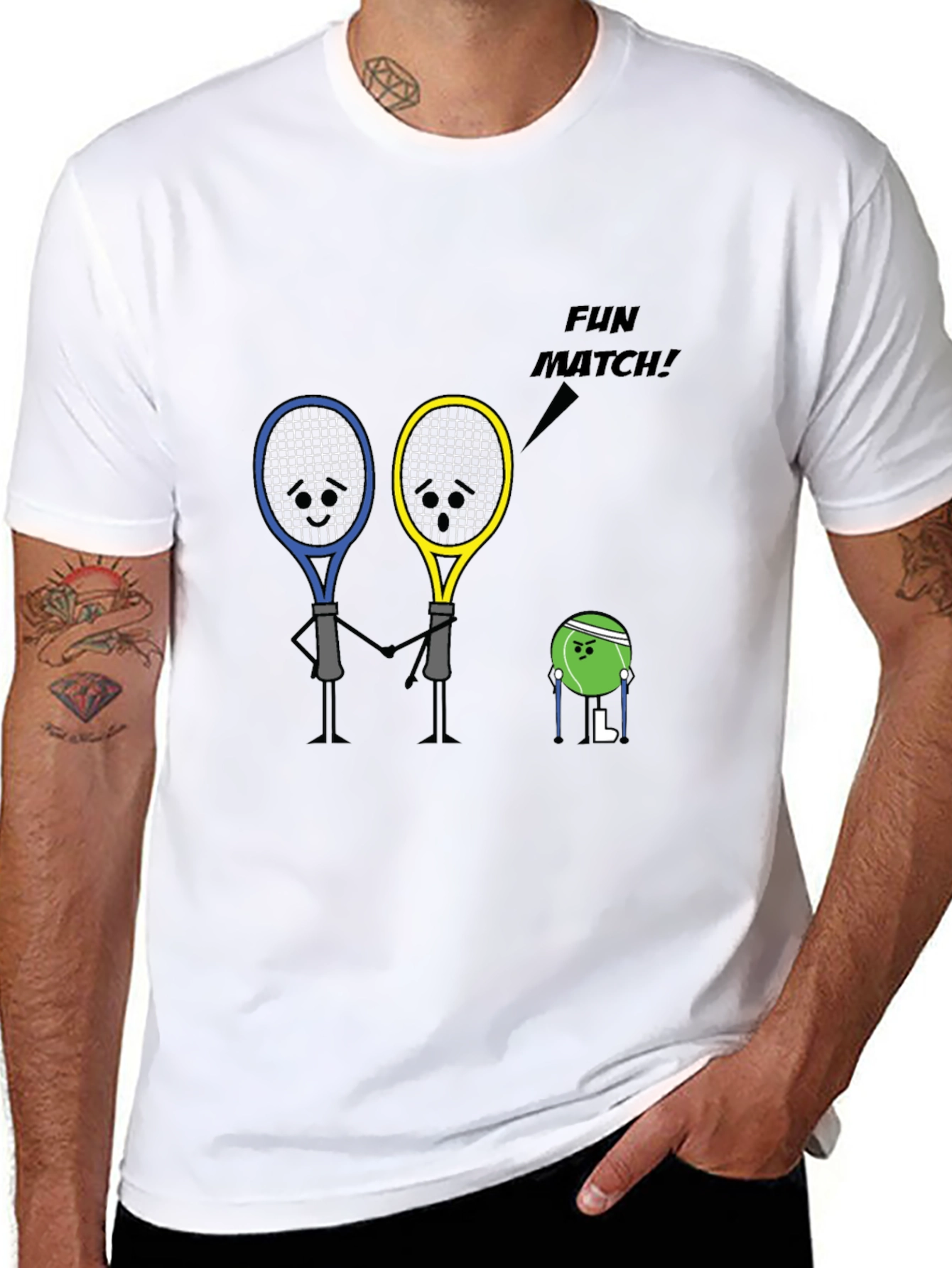 Tennis Racket Fun Match Graphic T-Shirt