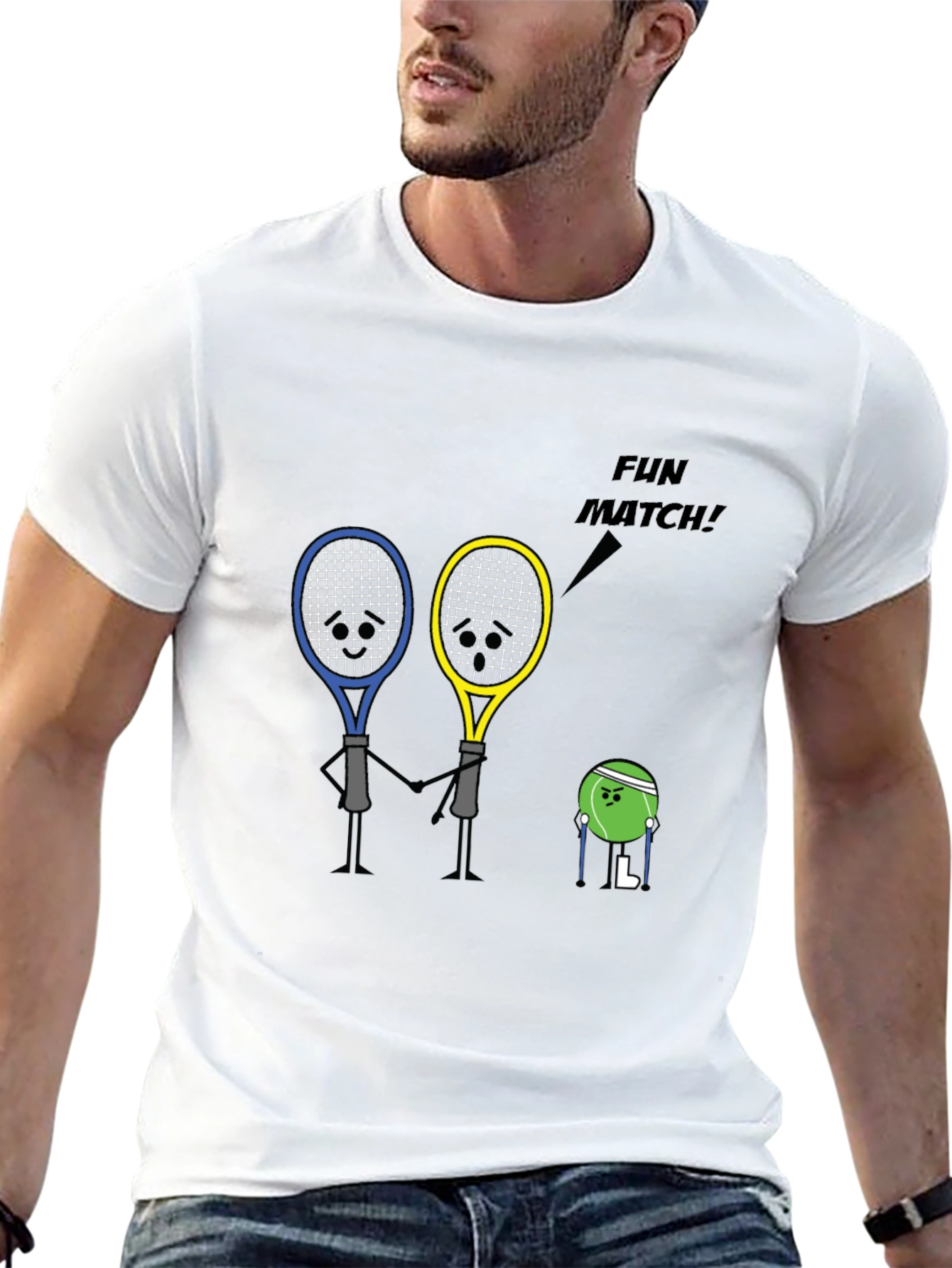 Tennis Racket Fun Match Graphic T-Shirt
